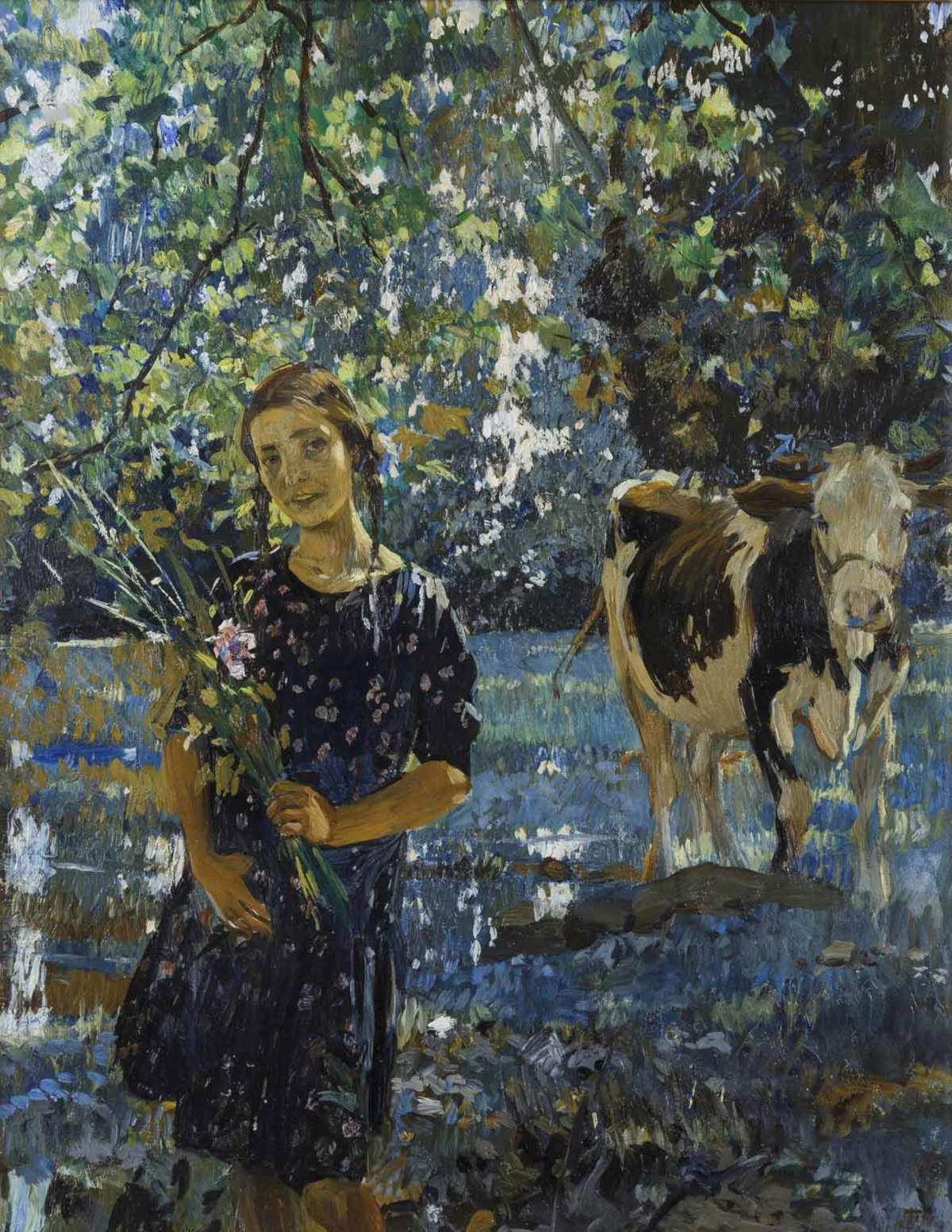 Ettore Tito, Unter den Blättern (vor 1930; Öl auf Karton)