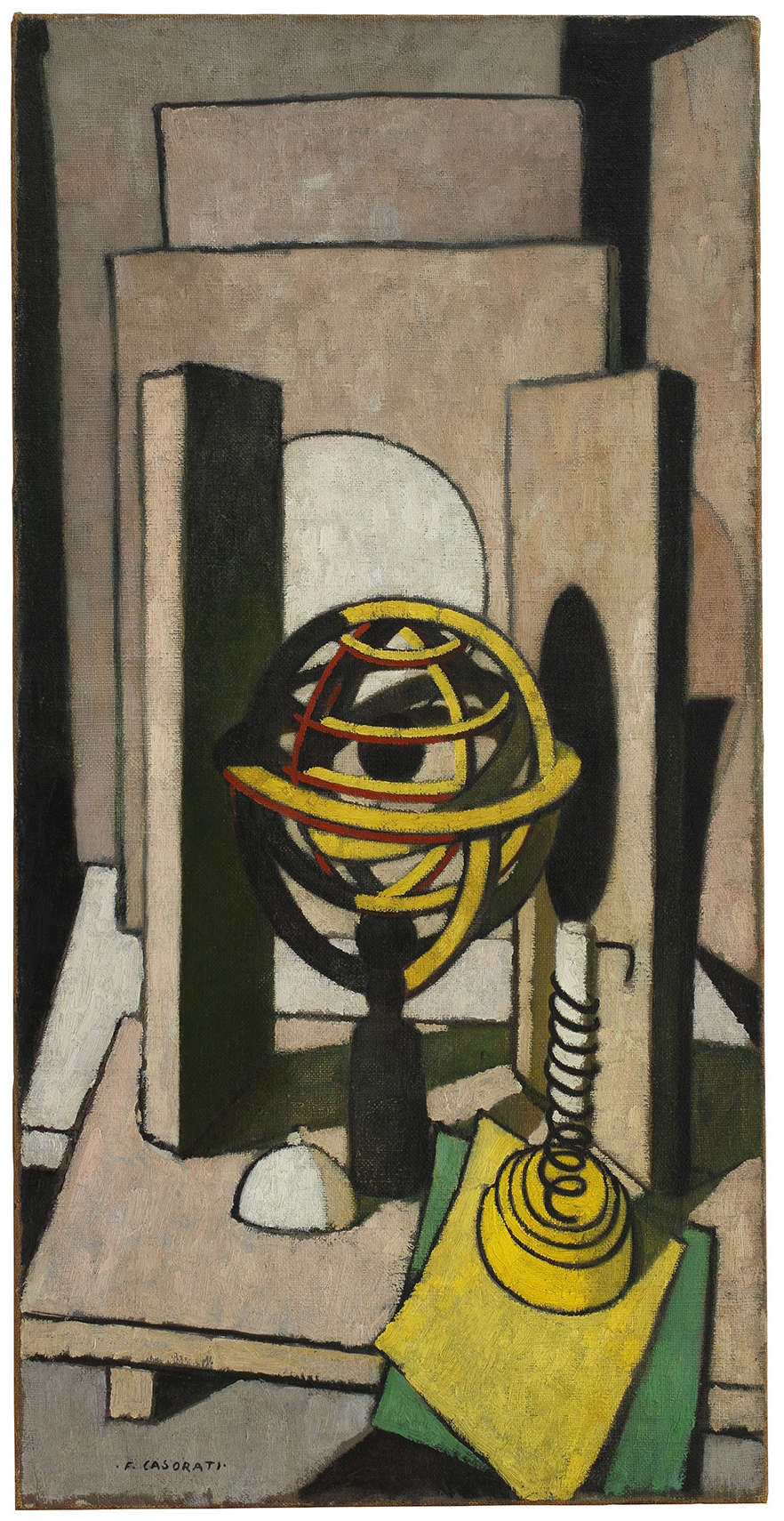 Felice Casorati, Mondfinsternis oder Parallelen (1949; Öl auf Leinwand, 100,5 x 50,5 cm; Turin, Sammlung Andrea und Rosalba Scardina) &copy; Felice Casorati by SIAE