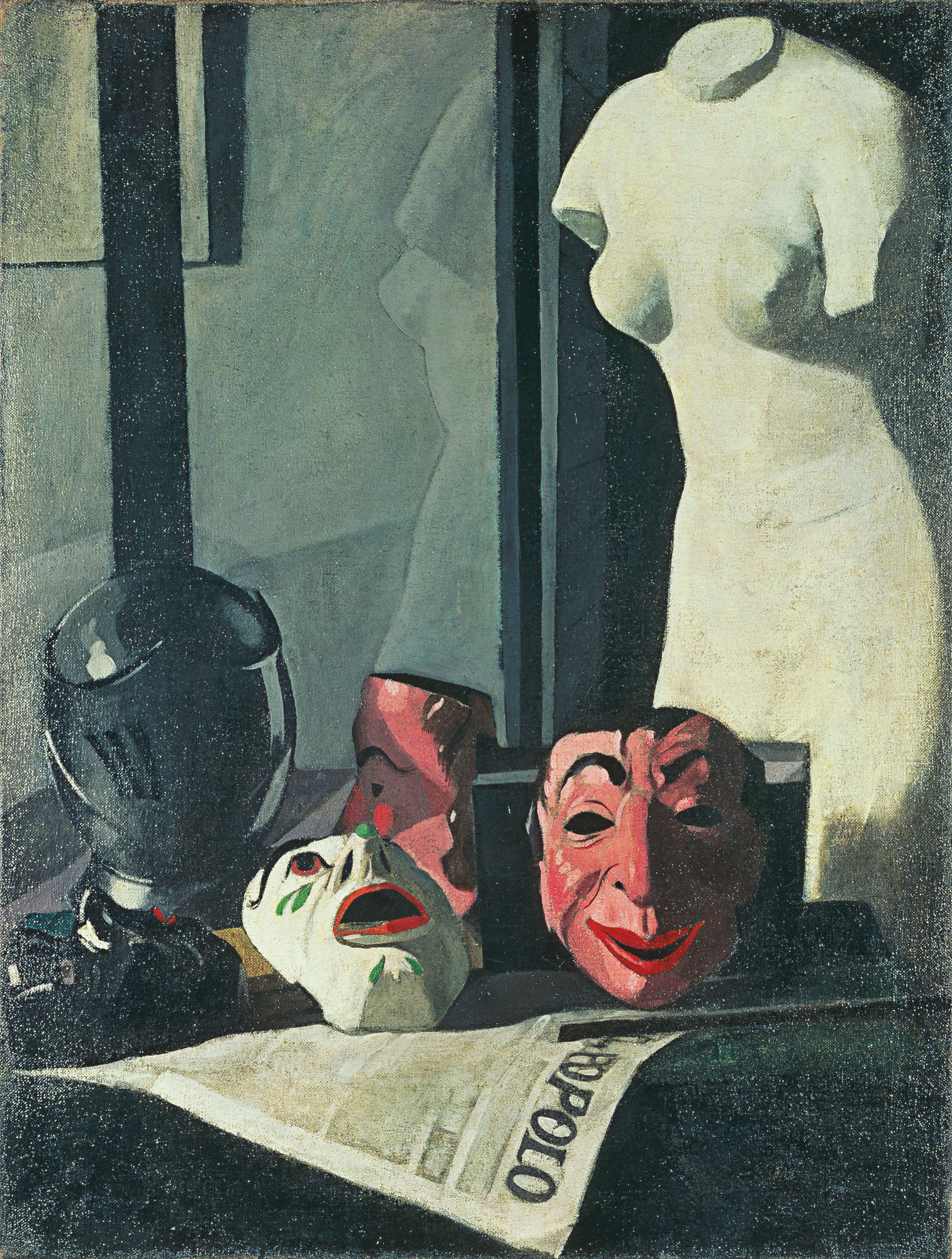 Felice Casorati, Masken (1921; Öl auf Leinwand, 100 x 75,5 cm; Alessandria, Museo Civico). Foto: Mondadori Portfolio/ Electa/ Sergio Anelli. &copy; Felice Casorati bei SIAE