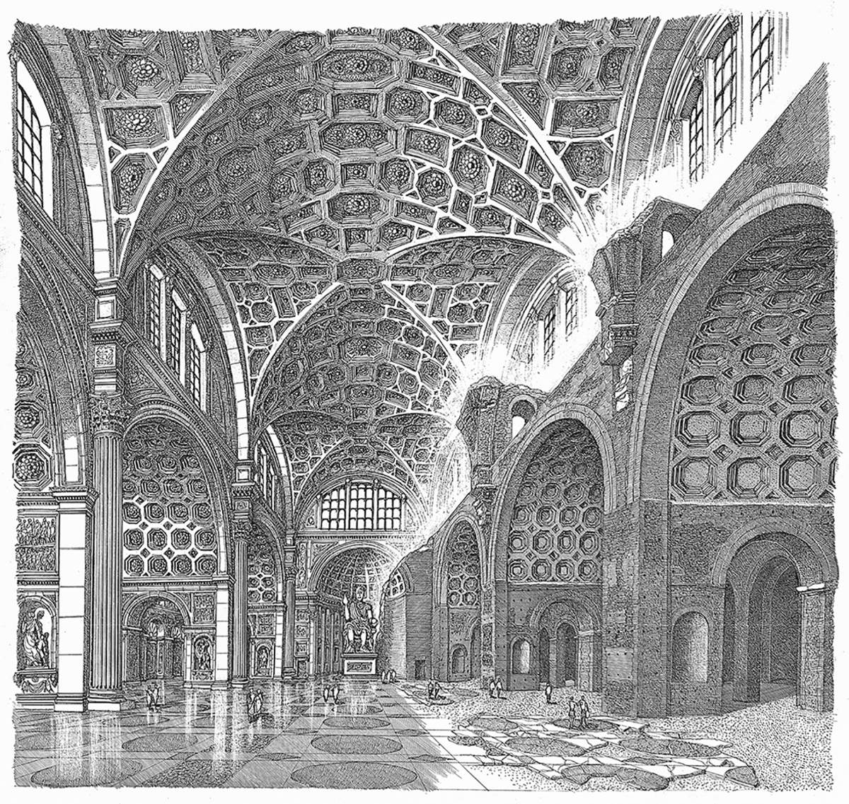 Francesco Corni, Resti ricostruzione della Basilica Massenzio