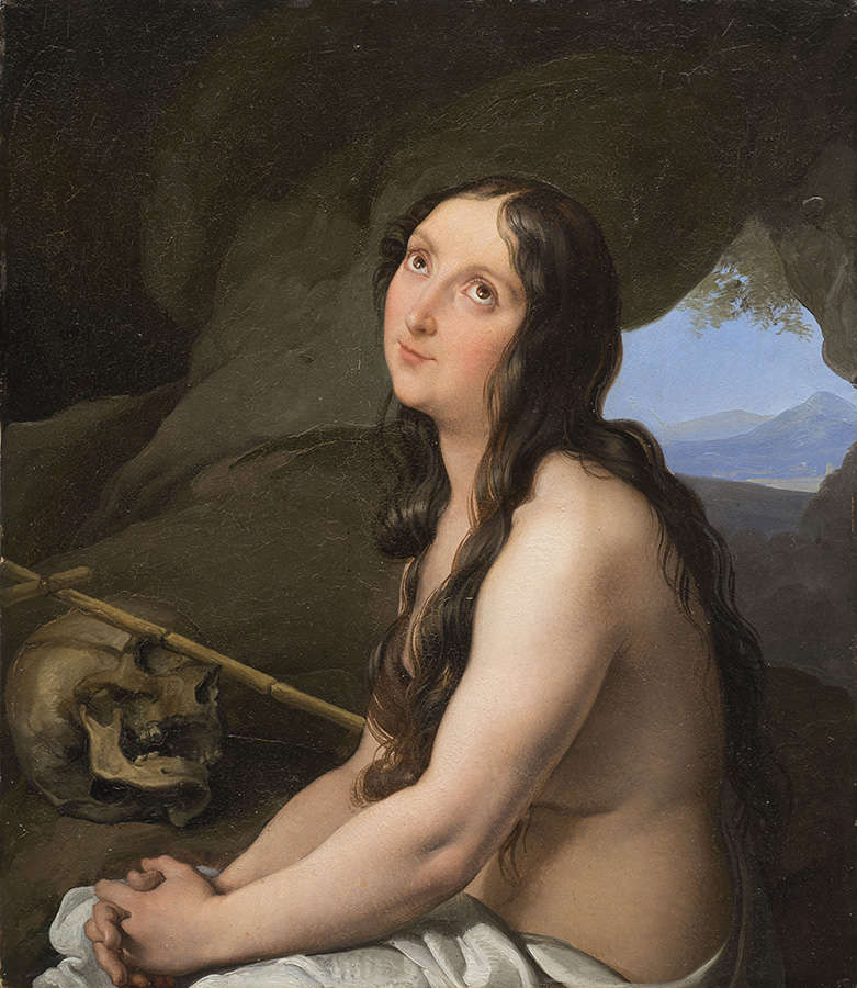 Francesco Hayez, Maddalena penitente (ritratto di Carolina Zucchi come Maddalena) (1822 circa; olio su tavola, 33,5 x 29 cm; Collezione Brun Fine Art)