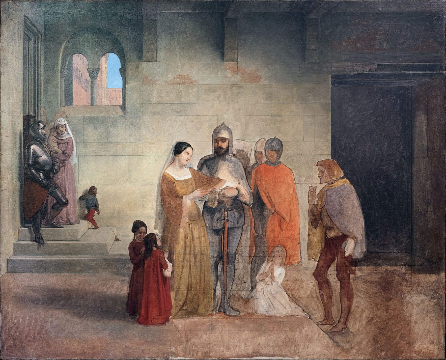 Francesco Hayez, Pietro Rossi di Parma che partecipa alla moglie il decreto del Senato veneto da cui è chiamato a generale delle sue forze di terra (1850-1855; olio su tela, 122 x 150 cm; Milano, Accademia di Belle Arti di Brera) Francesco Hayez, Pietro Rossi di Parma che partecipa alla moglie il decreto del Senato veneto da cui è chiamato a generale delle sue forze di terra (1850-1855; olio su tela, 122 x 150 cm; Milano, Accademia di Belle Arti di Brera)