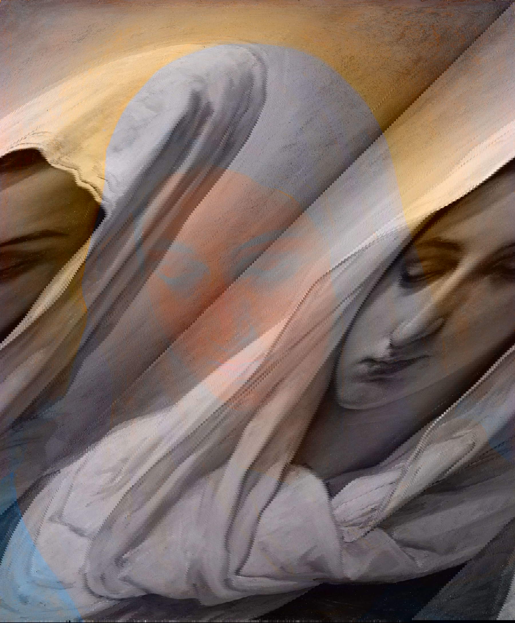 Francesco Hayez, Vergine (1840; olio su tavola, 42 x 34 cm). Presentato da Benappi Fine Art