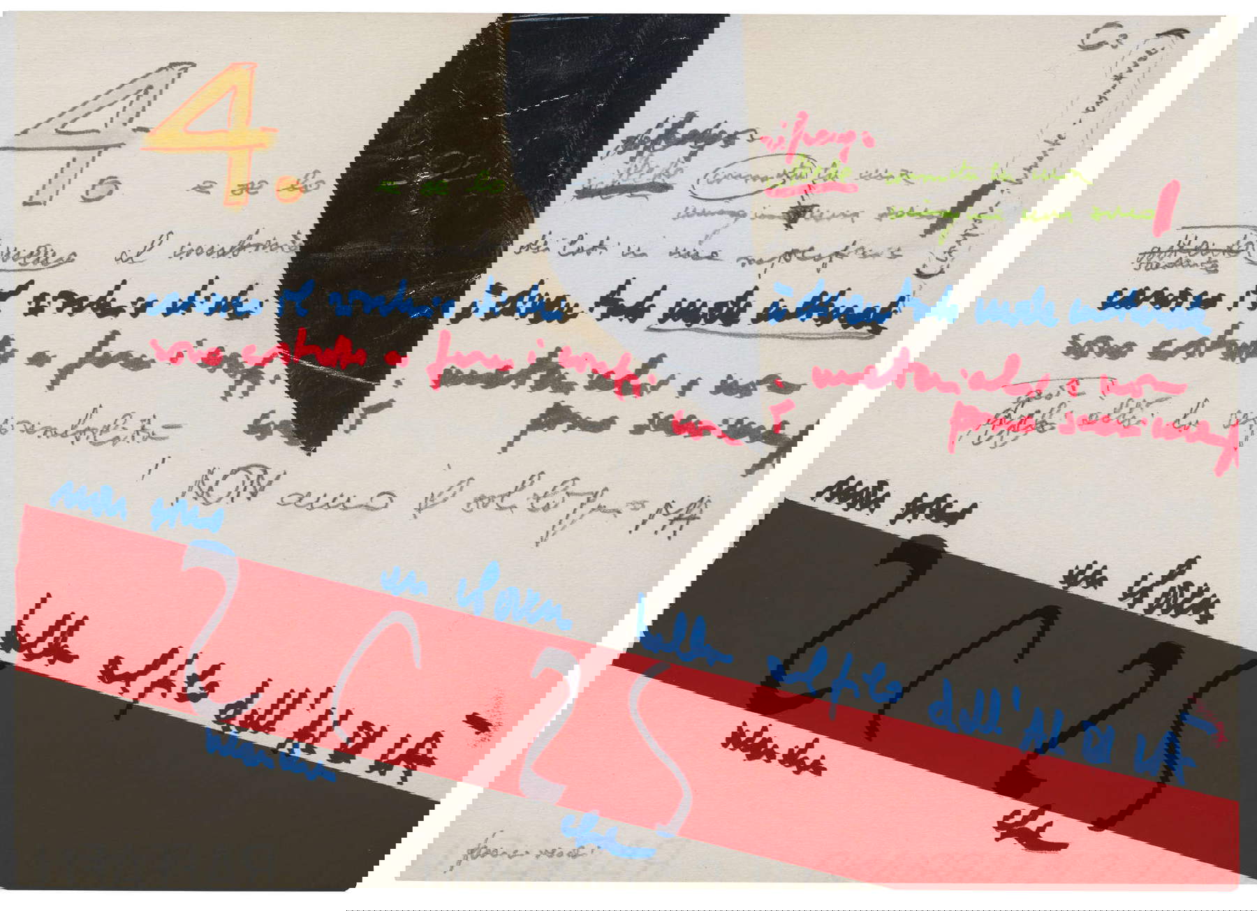 Franco Verdi, sin título (1977-1979; collage con intervenciones manuscritas, 298 x 211 mm; Florencia, Biblioteca nazionale centrale di Firenze, Fondo Pignotti) Franco Verdi, sin título (1977-1979; collage con intervenciones manuscritas, 298 x 211 mm; Florencia, Biblioteca nazionale centrale di Firenze, Fondo Pignotti)