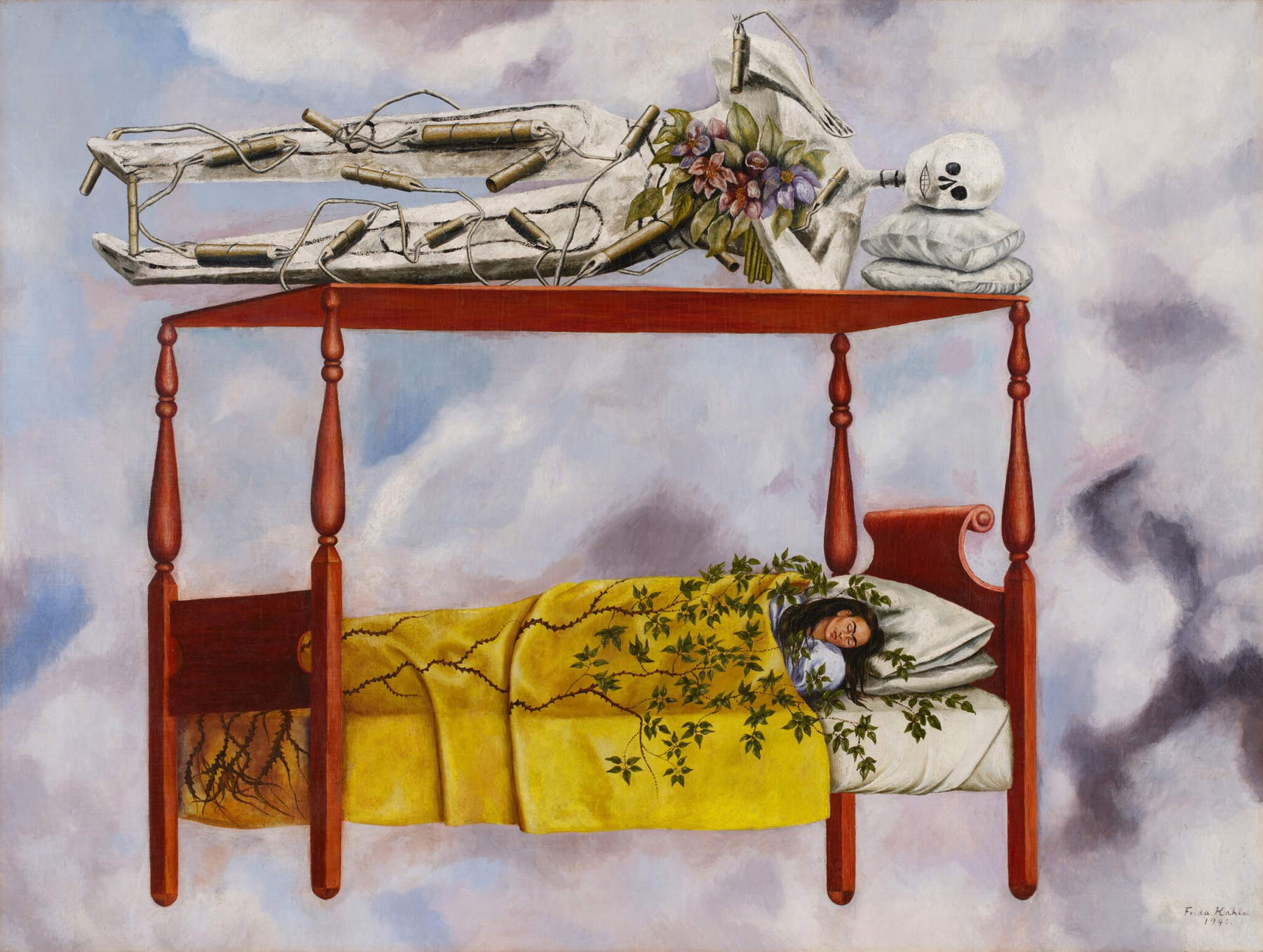 Frida Kahlo, El sue&ntilde;o (La cama) (1940; olio su tela, 74 x 98 cm)