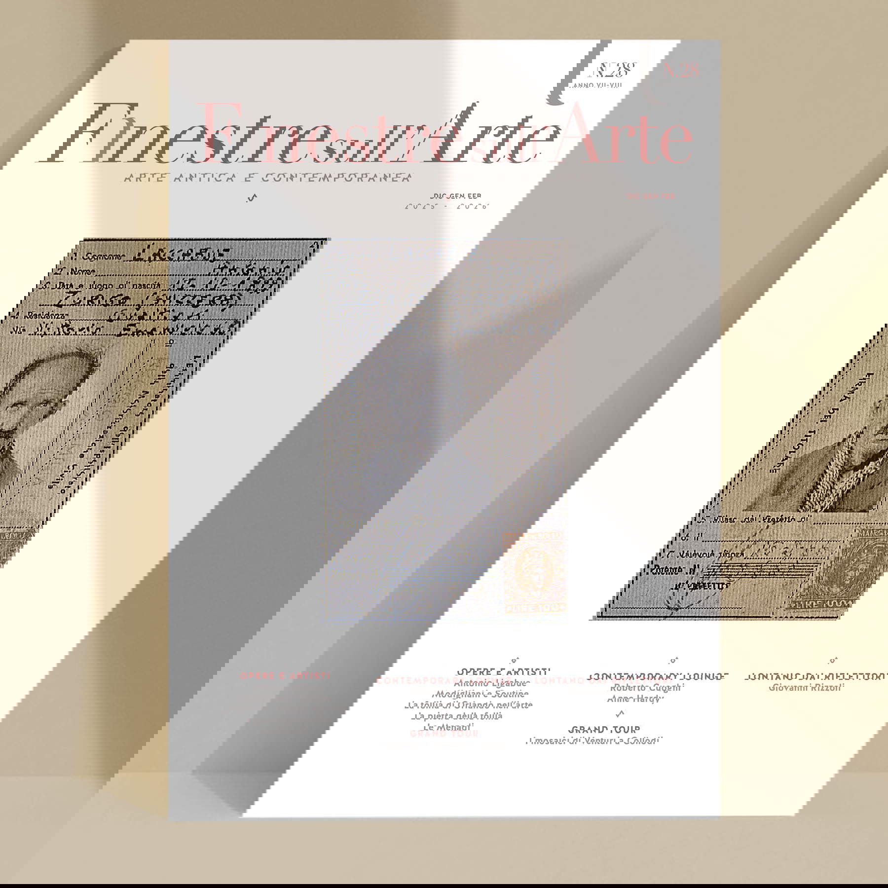 The cover of issue 28 of Finestre Sull'Arte.