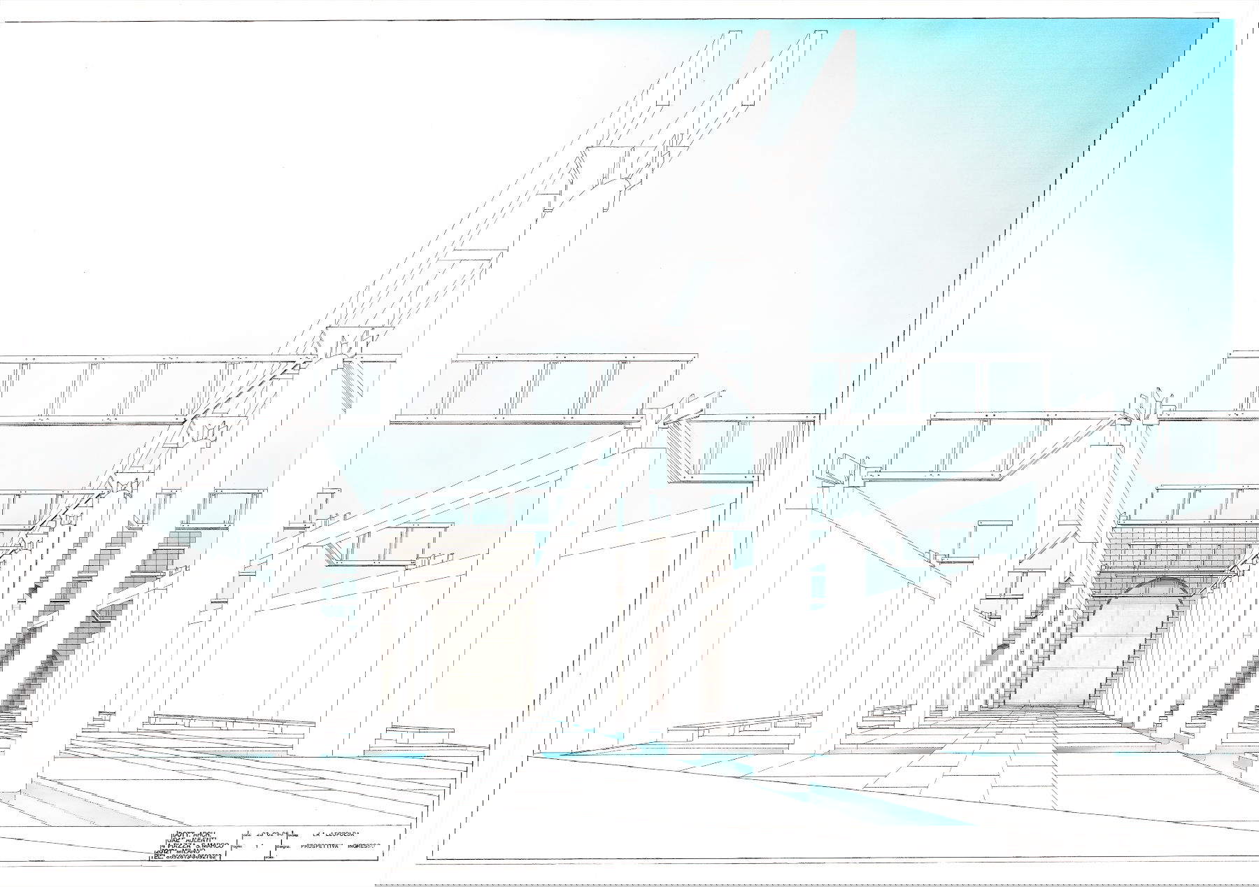 Gae Aulenti con Bianca Ballestrero, Riconfigurazione della piazza antistante l&rsquo;ex-Stazione Leopolda, Firenze, Rappresentazione prospettica, prima versione (1996) &copy;Milano, Archivio Gae Aulenti