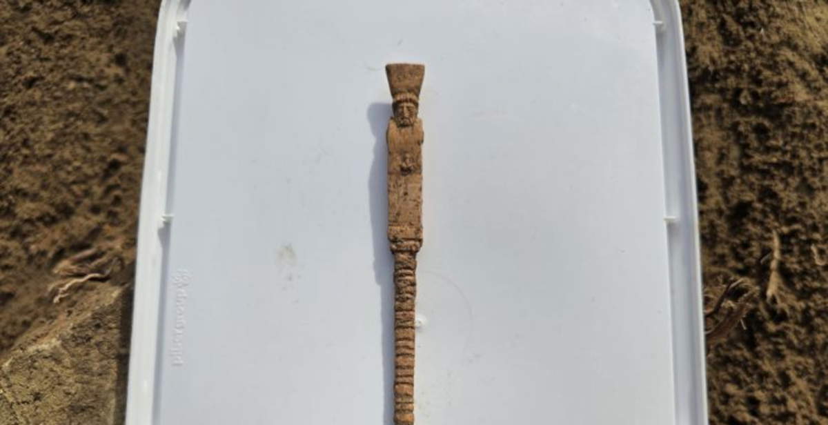 Ein sehr seltener Töpfergriffel aus dem 5. Jahrhundert v. Chr., gefunden in Gela auf Sizilien.