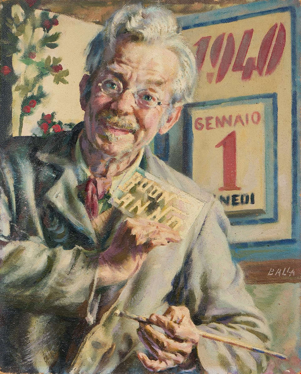 Giacomo Balla, Autoportrait (1940 ; huile sur faésite, 61,8 x 50 cm) Giacomo Balla, Autoportrait (1940 ; huile sur faésite, 61,8 x 50 cm)