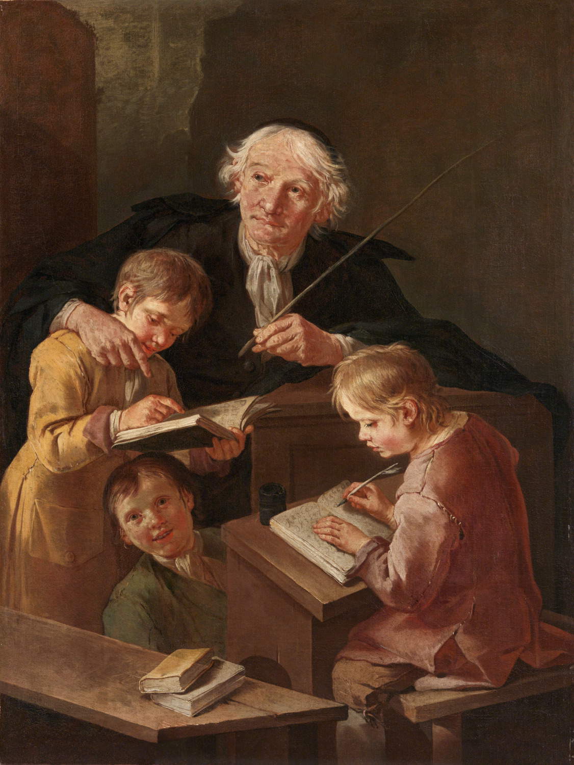 Giacomo Francesco Cipper, La lezione del maestro (1720-1730 circa; olio su tela, 117 x 87,5; Brescia, Pinacoteca Tosio Martinengo)