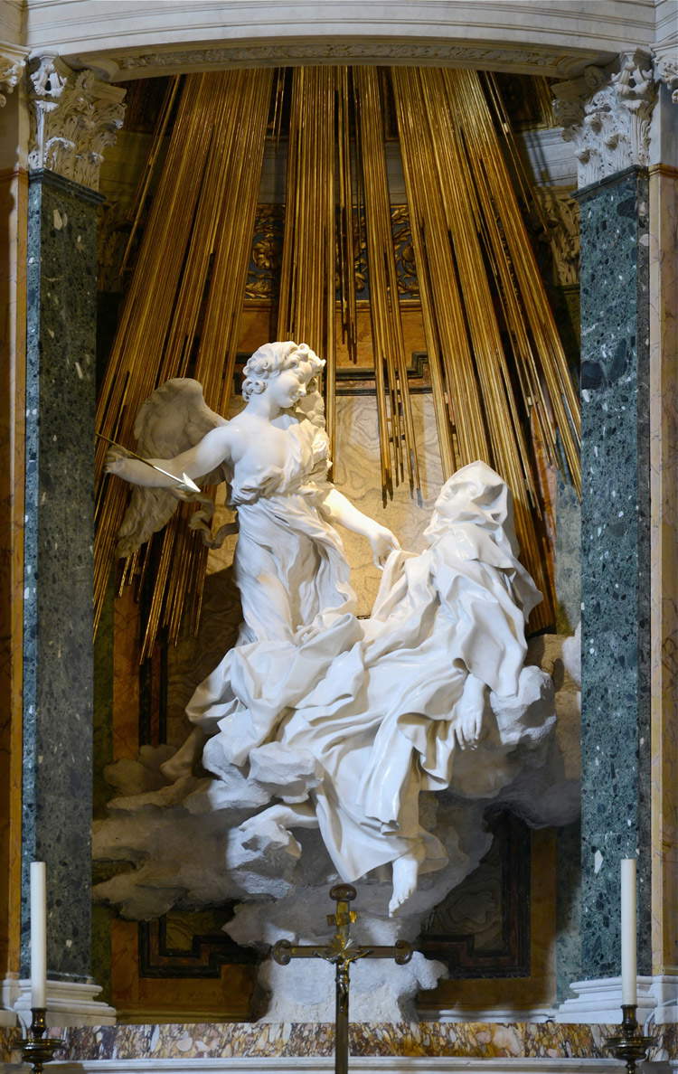 Gian Lorenzo Bernini, Estasi di santa Teresa (1647-1652; marmo e bronzo dorato, h. 350 cm; Roma, Santa Maria della Vittoria) Foto: Wikimedia Commons - Miguel Hermoso Cuesta