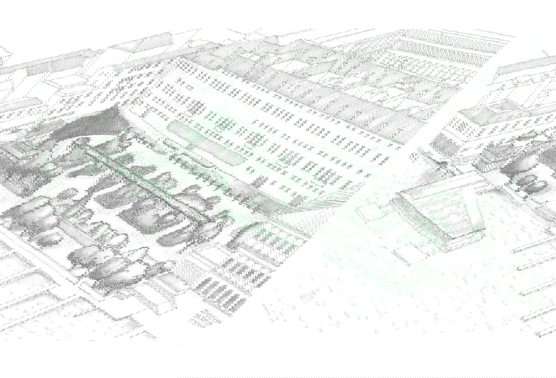 Jardines Reales de Venecia, Assonometria