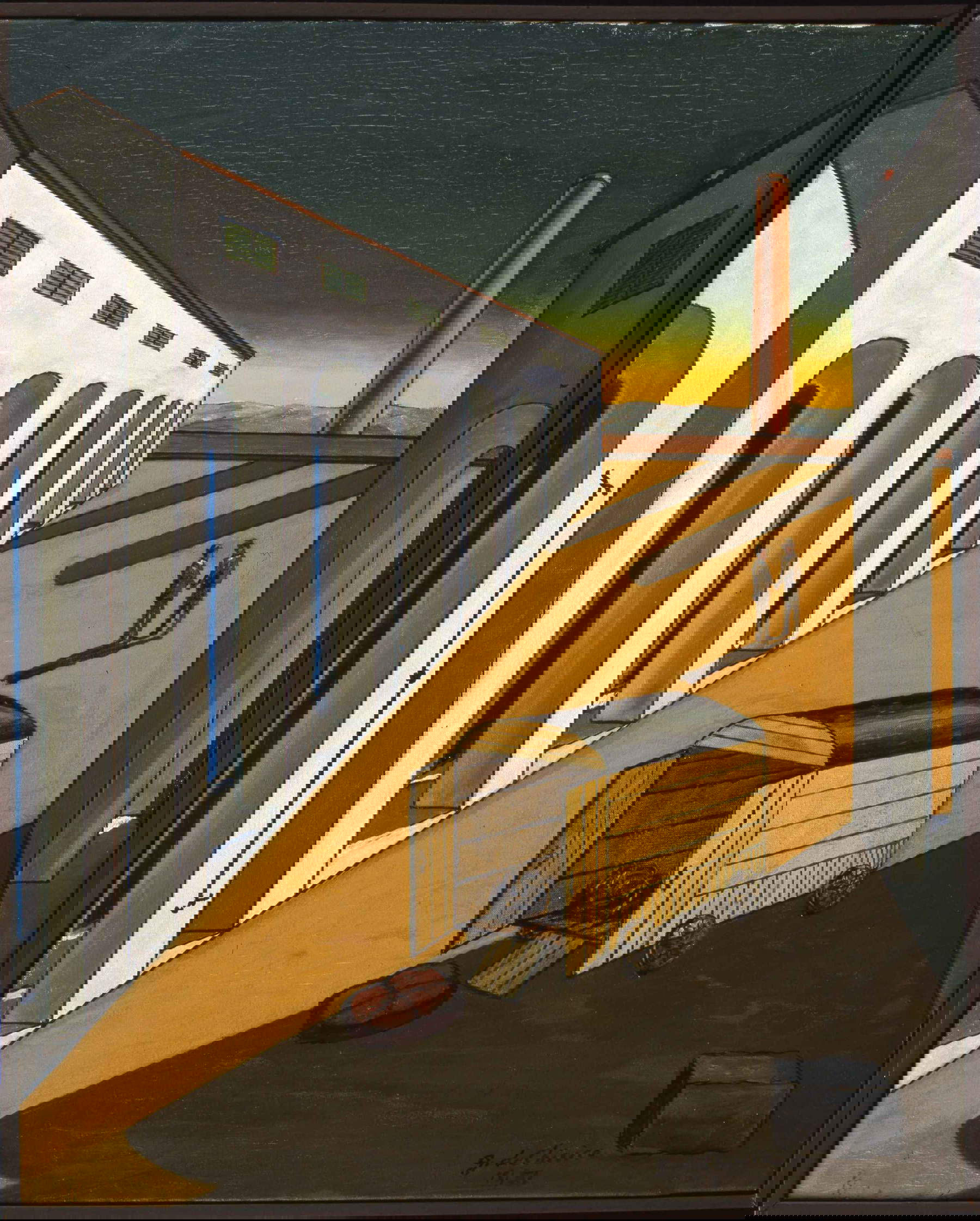 Giorgio de Chirico, Llegada (c. 1965; óleo sobre lienzo; Roma / Fondazione Giorgio e Isa de Chirico) &copy; Giorgio de Chirico, de SIAE 2025