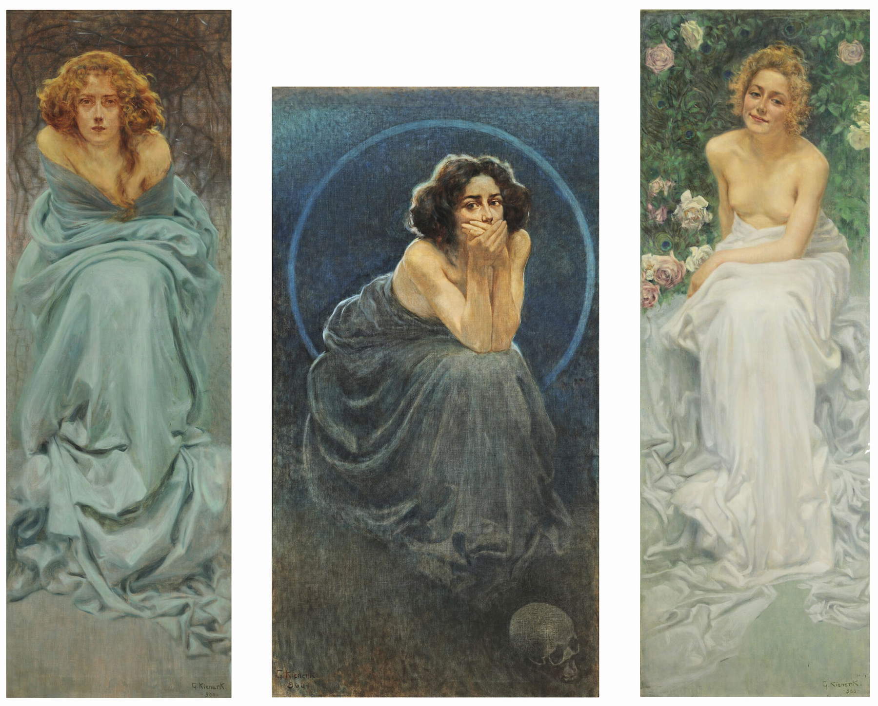 Giorgio Kienerck, L'enigma umano (Il dolore, Il silenzio, Il piacere) (1900, Pavia, Musei Civici del Castello Visconteo)