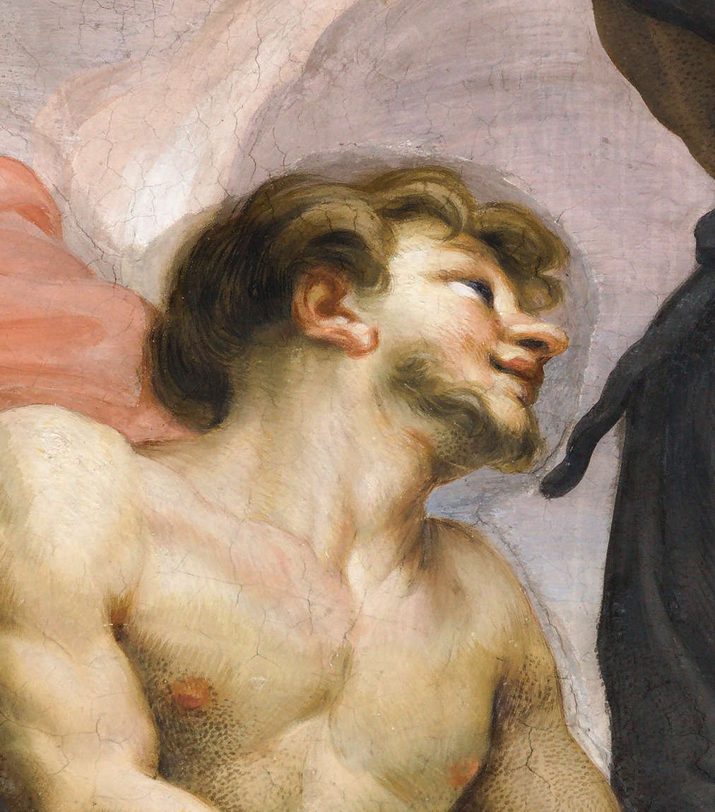 Giovanni Andrea Carlone, Predicación de San Francisco Javier, detalle (1674; Roma, Iglesia del Ges&ugrave;, Capilla del Negrone)