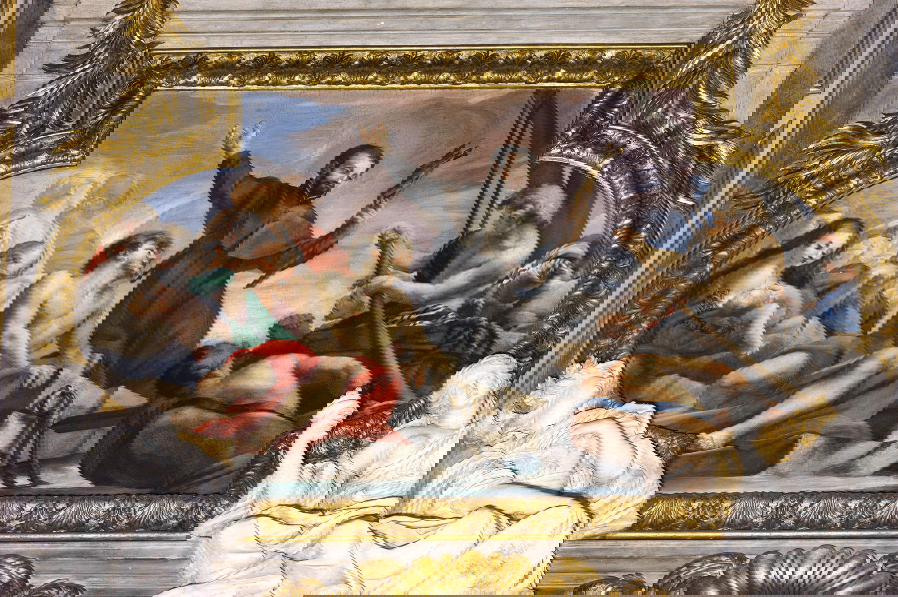 Giovanni Andrea Carlone, Predicación de San Francisco Javier (1674; fresco; Roma, Iglesia del Ges&ugrave;, Capilla del Negrone)