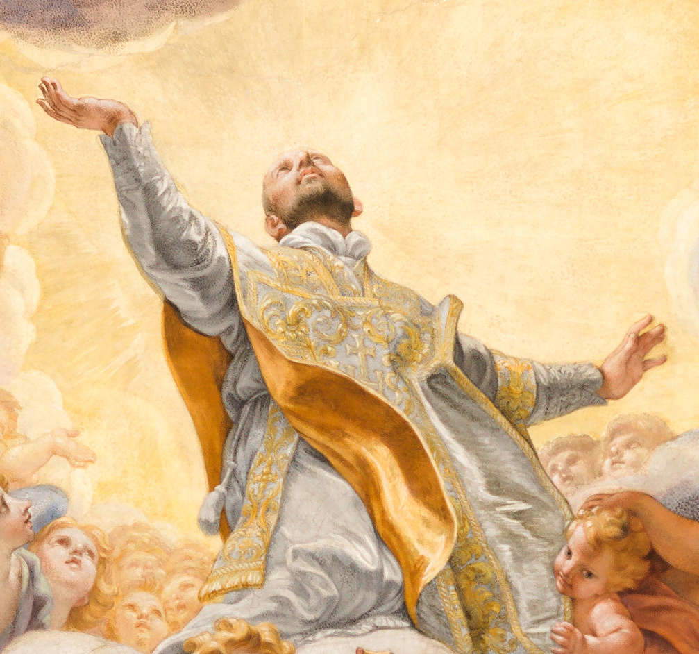 Giovanni Battista Gaulli, Gloria de San Ignacio de Loyola, detalle (1674; fresco; Roma, Iglesia del Ges&ugrave;, Capilla de San Ignacio)