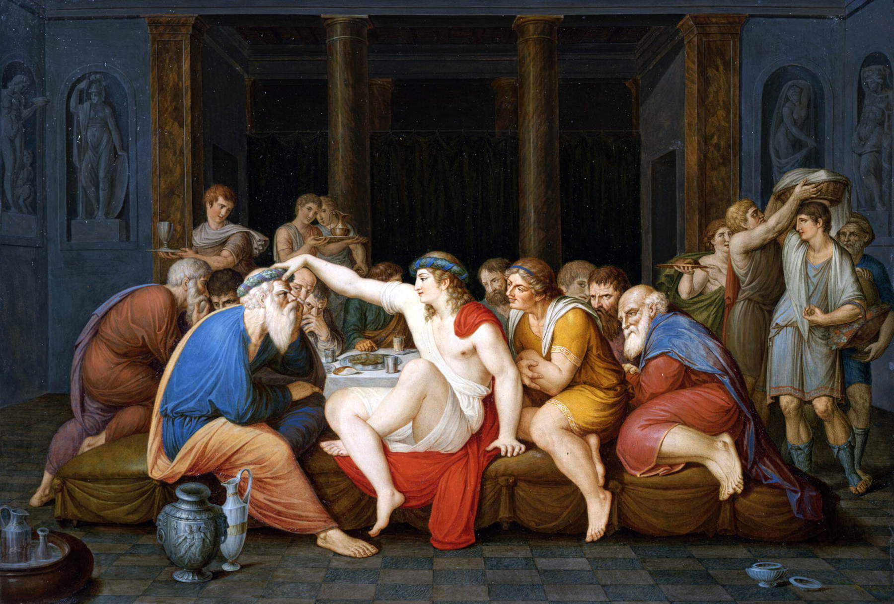 Giovanni Battista Gigola, Banquete de Agatón. Archivo fotográfico: Musei Civici, Fotostudio Rapuzzi.