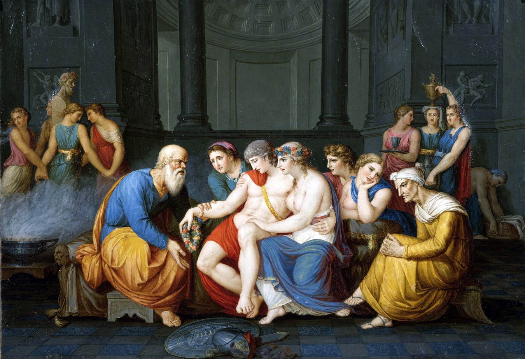 Giovanni Battista Gigola, Sócrates regaña a Alcibíades sorprendido en el gineceo. Archivo fotográfico: Musei Civici, Fotostudio Rapuzzi.