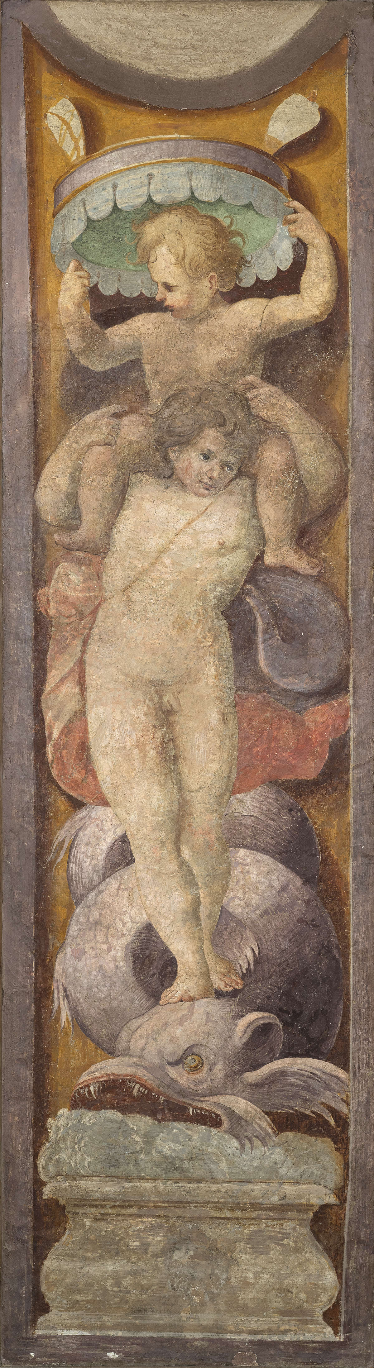 Giovanni Battista Trotti dit Malosso, Lesena avec putti et monstre marin (Collection privée)