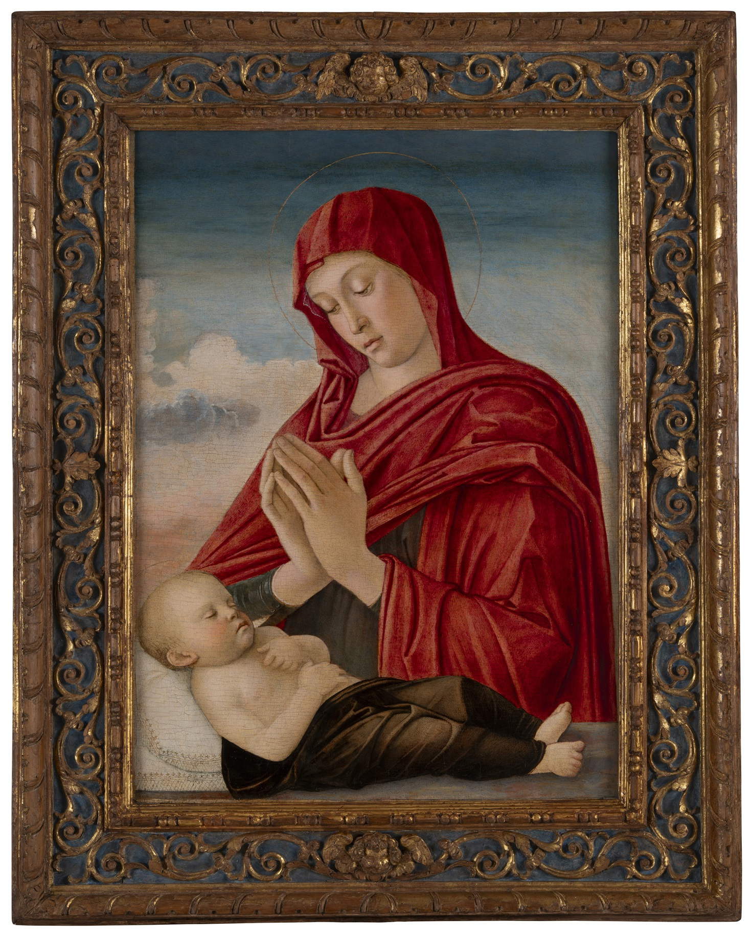 Giovanni Bellini, Virgen con el Niño (Madonna Sorlini) (c. 1470; temple y óleo sobre tabla, 78,6 x 57,8 cm; Cavalgese della Riviera (Brescia), MarteS-Museo d'Arte Sorlini)