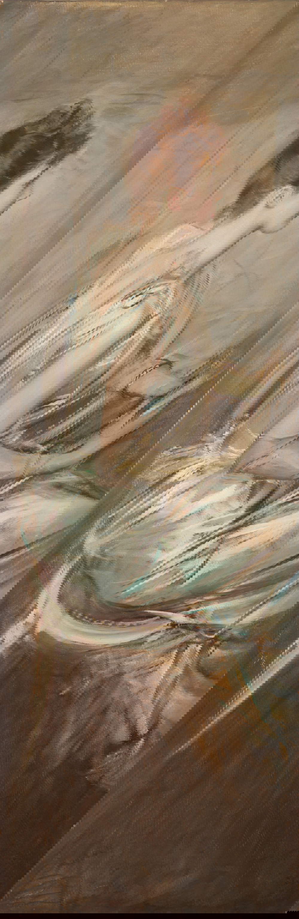 乔瓦尼-博尔迪尼，坐着的贝尔蒂埃-德-勒塞伯爵夫人（1889-1890 年；布面油画，182 x 59 厘米）