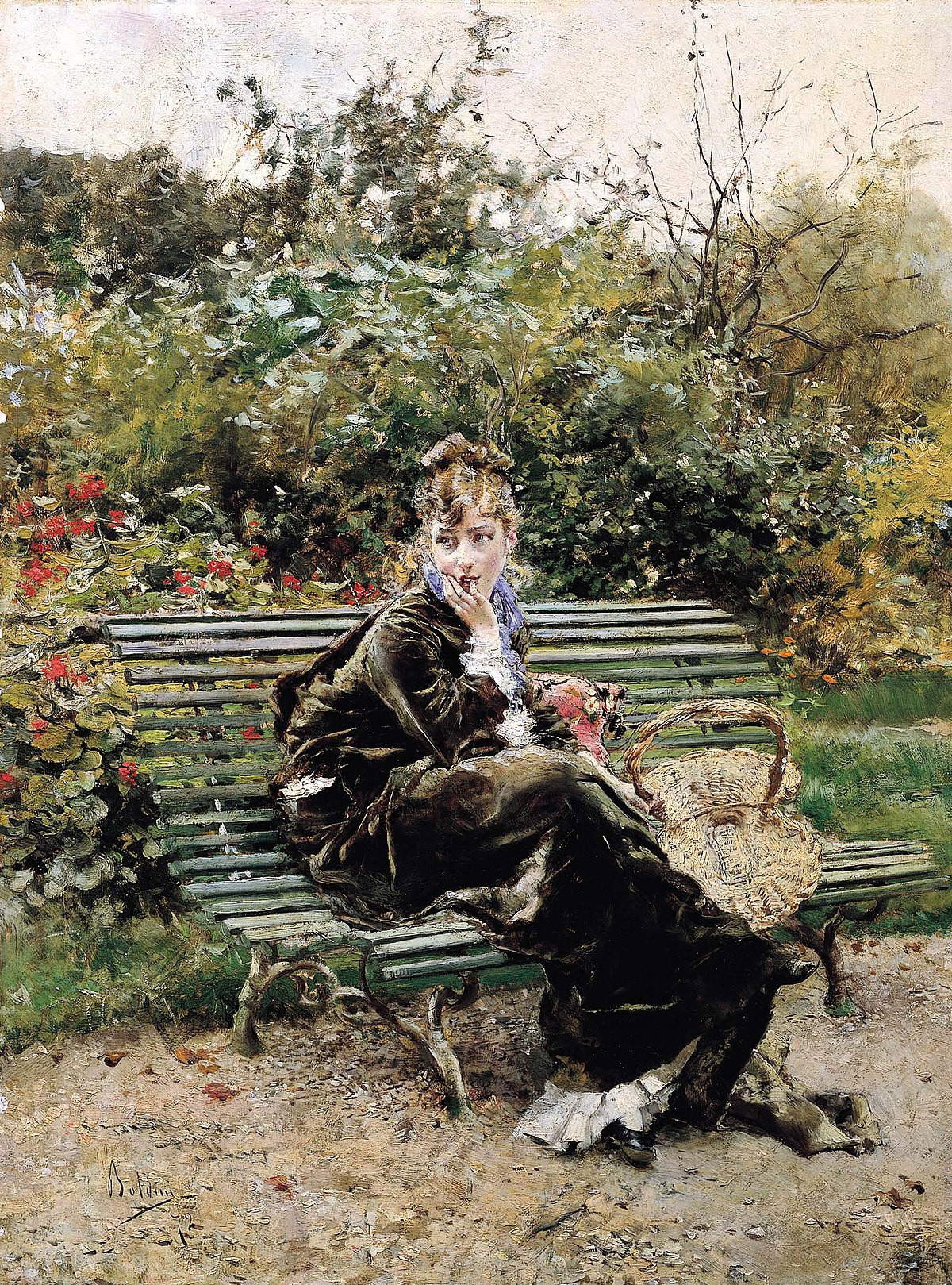 Giovanni Boldini, Sulla panchina al Bois (1872, Collezione privata)