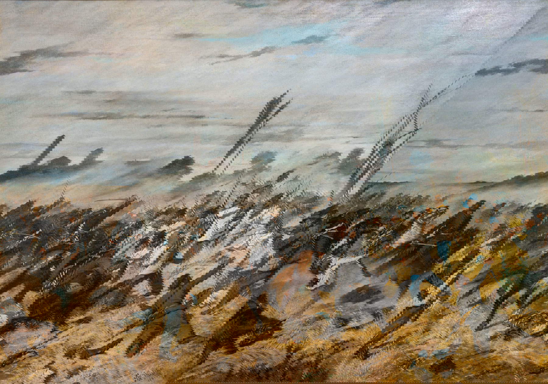 Giovanni Fattori,&nbsp;Un episodio della battaglia di Montebello. Carica di cavalleria a Montebello (1862; olio su tela, 204&times; 290 cm; Livorno, Museo Civico Giovanni Fattori)