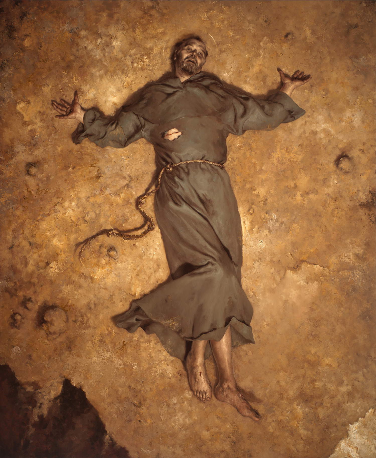 Giovanni Gasparro, Abdruck der heiligen Wundmale auf dem Körper des Heiligen Franz von Assisi (2023; Öl auf Leinwand, 200 x 165 cm)
