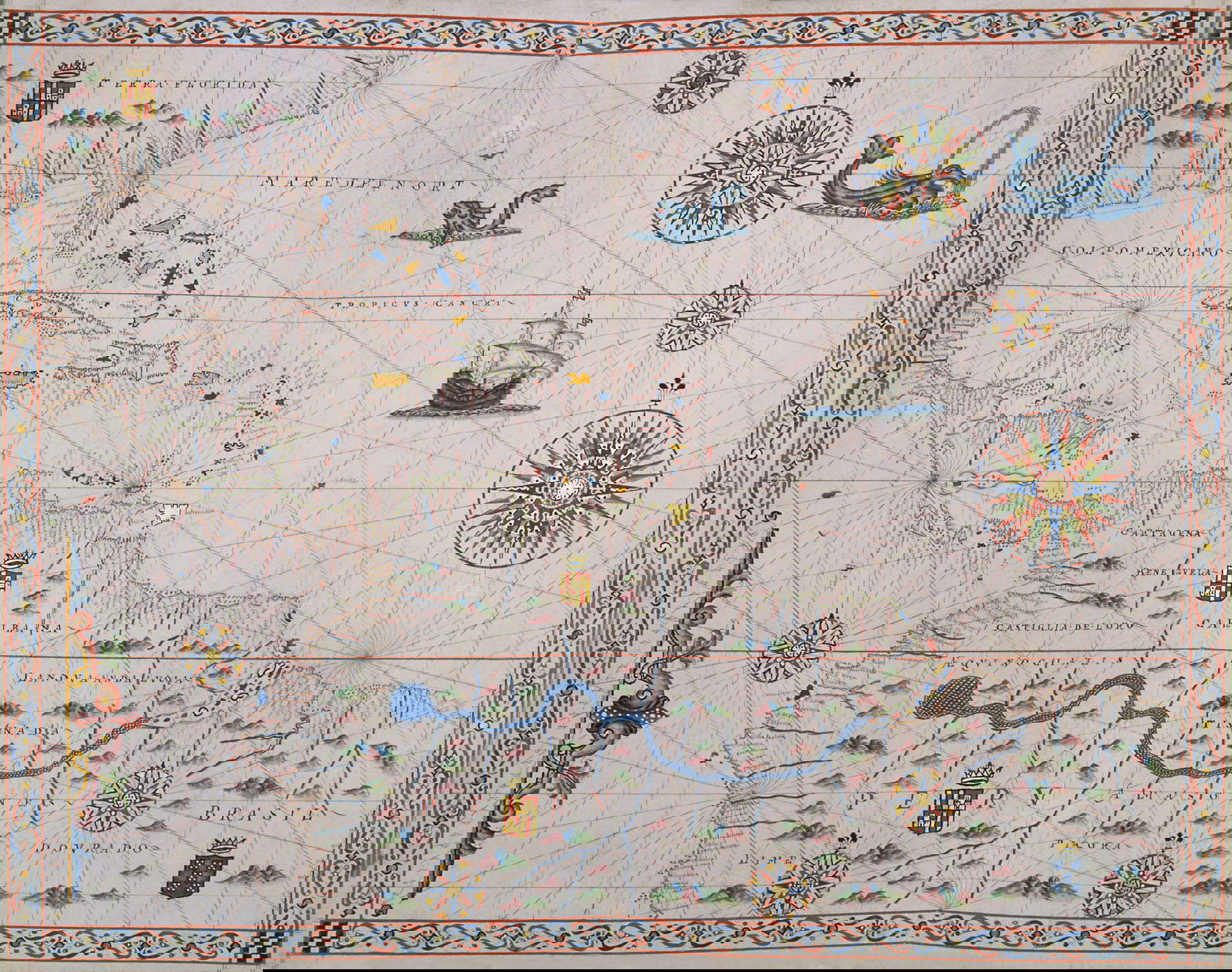 Giovanni Oliva (XVIe-XVIIe siècle), Atlante nautico del Mar Mediterraneo, del Mare del Nord e degli oceani Atlantico, Pacifico e Indiano, Livorno ou Marsiglia, 1616.