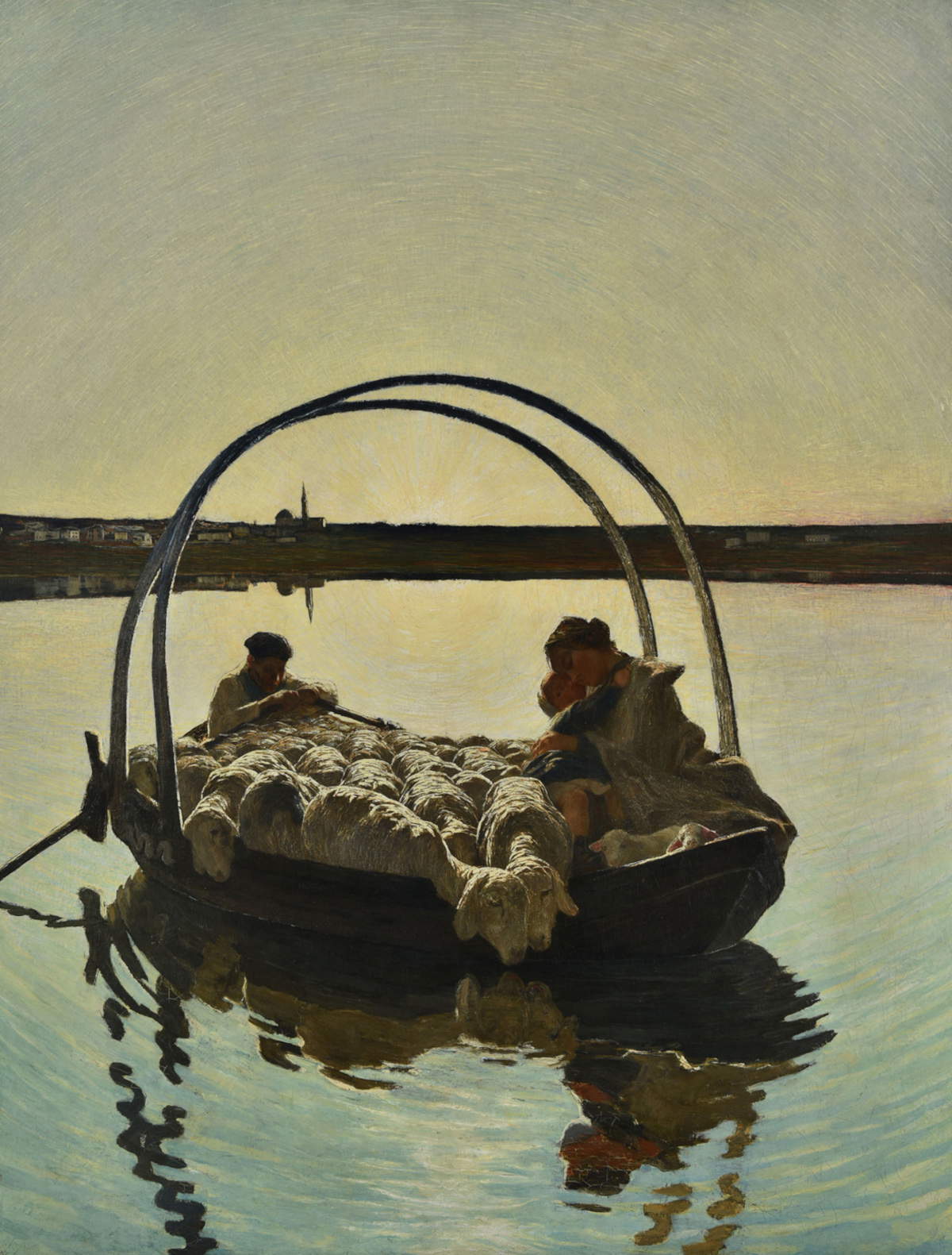 Giovanni Segantini, Ave maria a trasbordo (1886; olio su tela, 120 x 93 cm; Sankt Moritz, Segantini Museum, Deposito della Fondazione Otto Fischbacher Giovanni Segantini) Giovanni Segantini, Ave maria a trasbordo (1886; olio su tela, 120 x 93 cm; Sankt Moritz, Segantini Museum, Deposito della Fondazione Otto Fischbacher Giovanni Segantini)