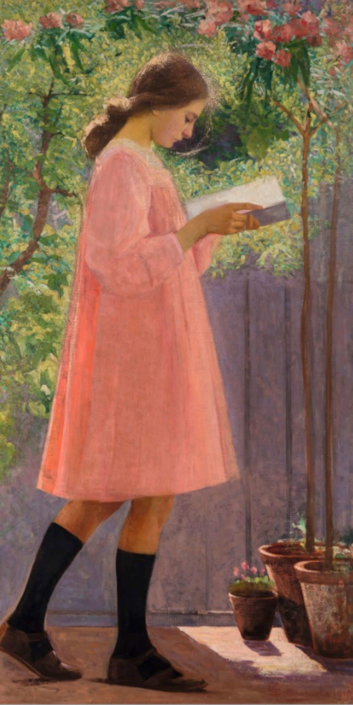 Giovanni Sottocornola, La lettura (1910; olio su tela, 188 &times; 105 cm; Novara, Galleria Giannoni)