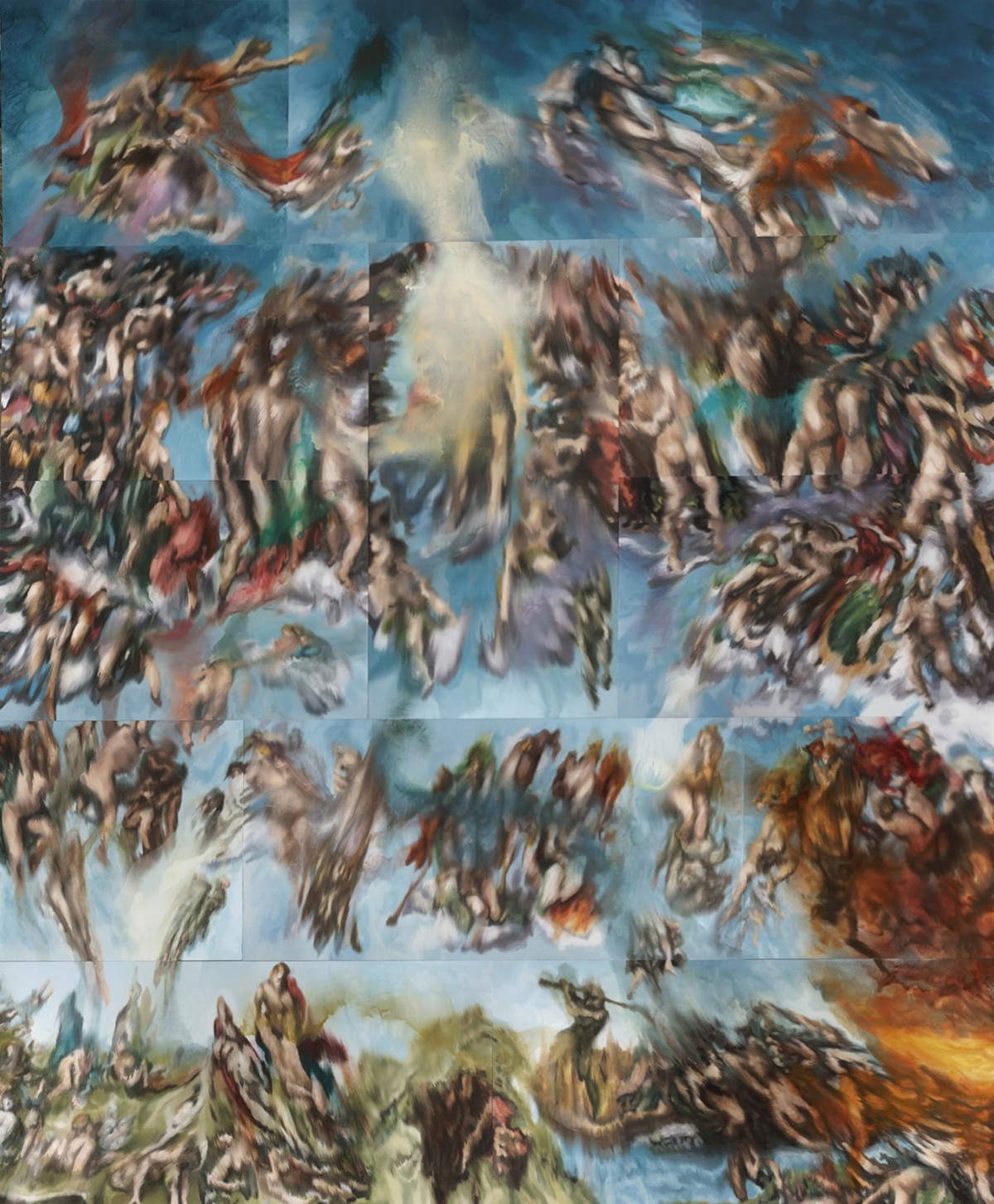 Jorge R. Pombo, Il Giudizio Universale (2023-24; olio su lino, 1500 x 1200 cm)