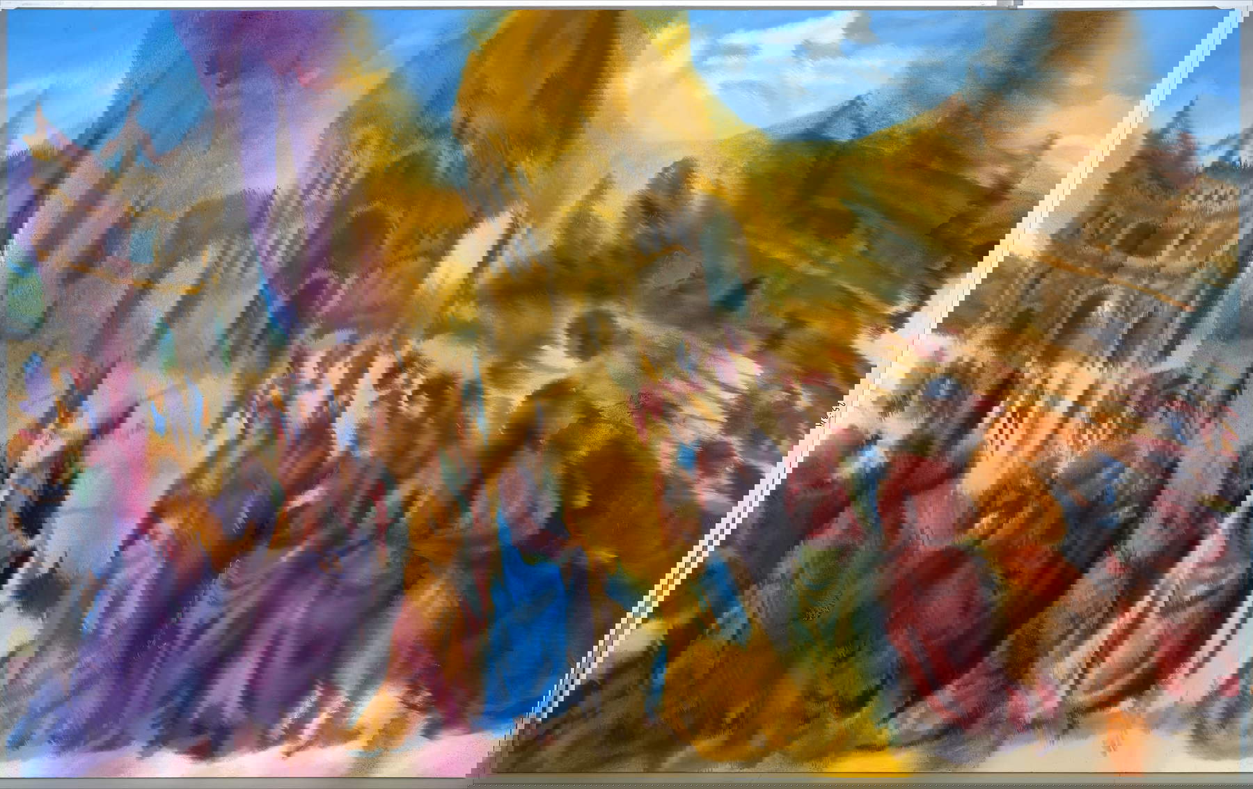 Jorge R. Pombo, Variazione di &lsquo;La consegna delle chiavi&rsquo; di Perugino (2025; olio su lino, 300 x 480 cm)