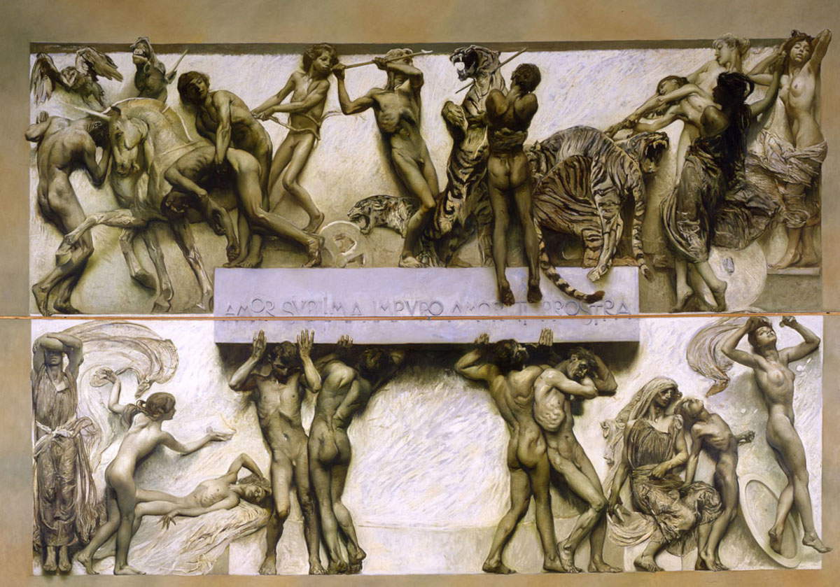 Giulio Aristide Sartorio, Love (1907; mixed media on canvas, 513 x 711 cm; Venice, Ca' Pesaro-International Gallery of Modern Art)
