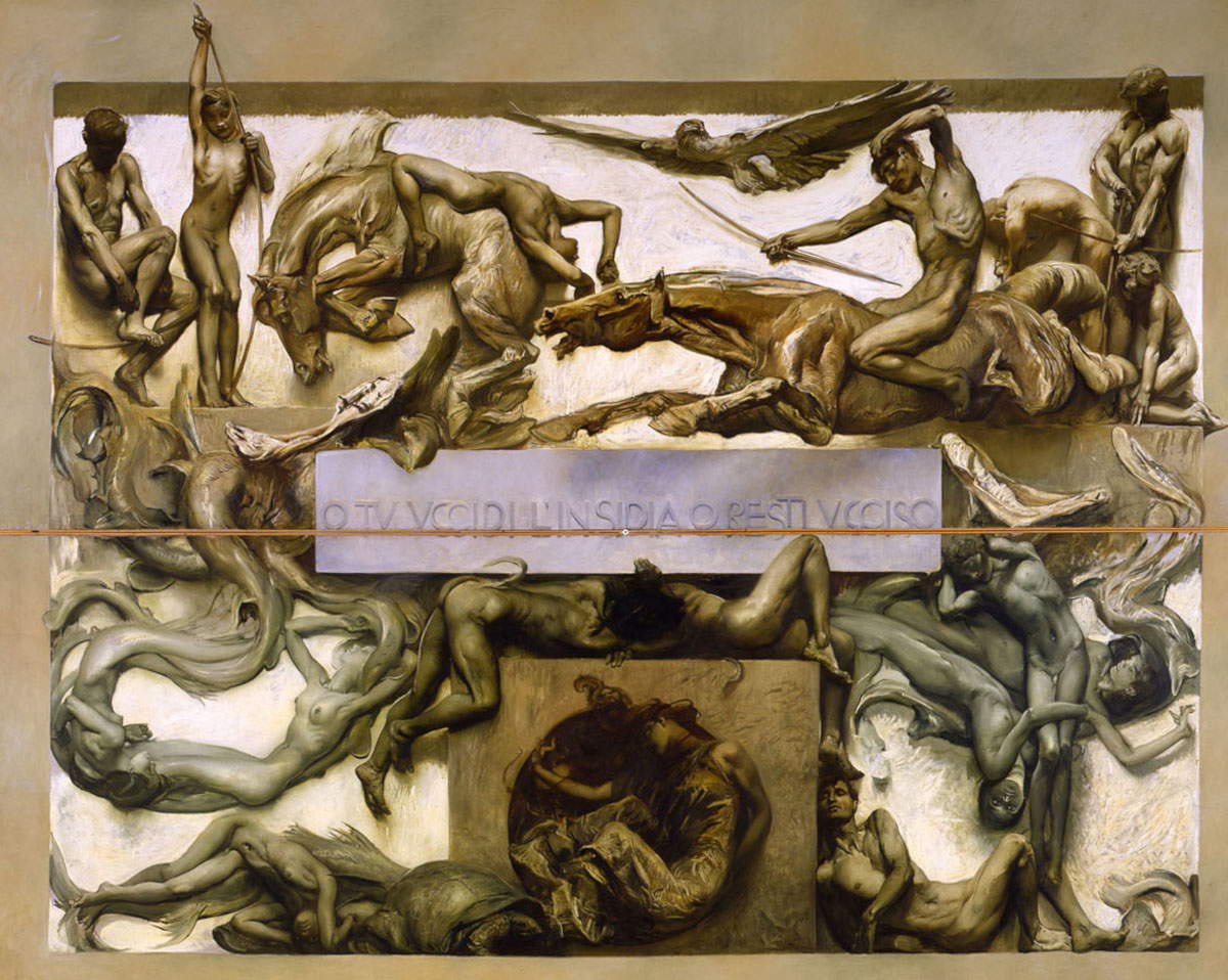 Giulio Aristide Sartorio, Le Tenebre (1907; mixed media on canvas, 515 x 646 cm; Venice, Ca' Pesaro-International Gallery of Modern Art)
