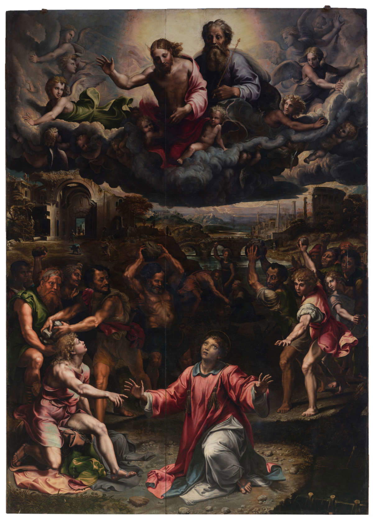 Giulio Romano, Lapidazione di santo Stefano (1521 circa; olio su tavola, 288 x 403 cm; Genova, Santo Stefano)