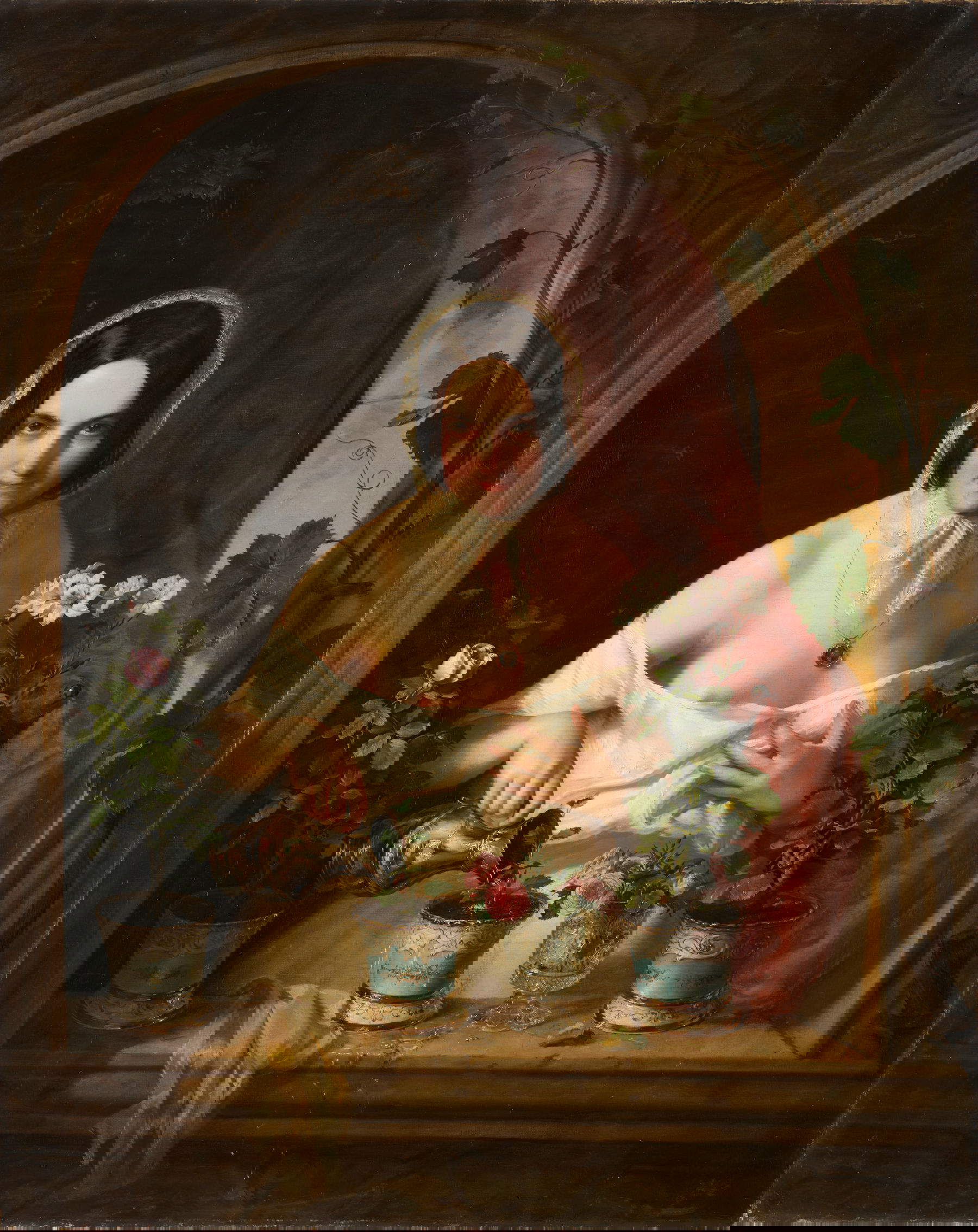 Los 98. Giuseppe Molteni, Frau am Fenster, die Blumentöpfe gießt (Öl auf Leinwand, 125 x 100 cm) Schätzung: &euro; 20.000 - 25.000. Foto: Mit freundlicher Genehmigung von Il Ponte Casa d'Aste.