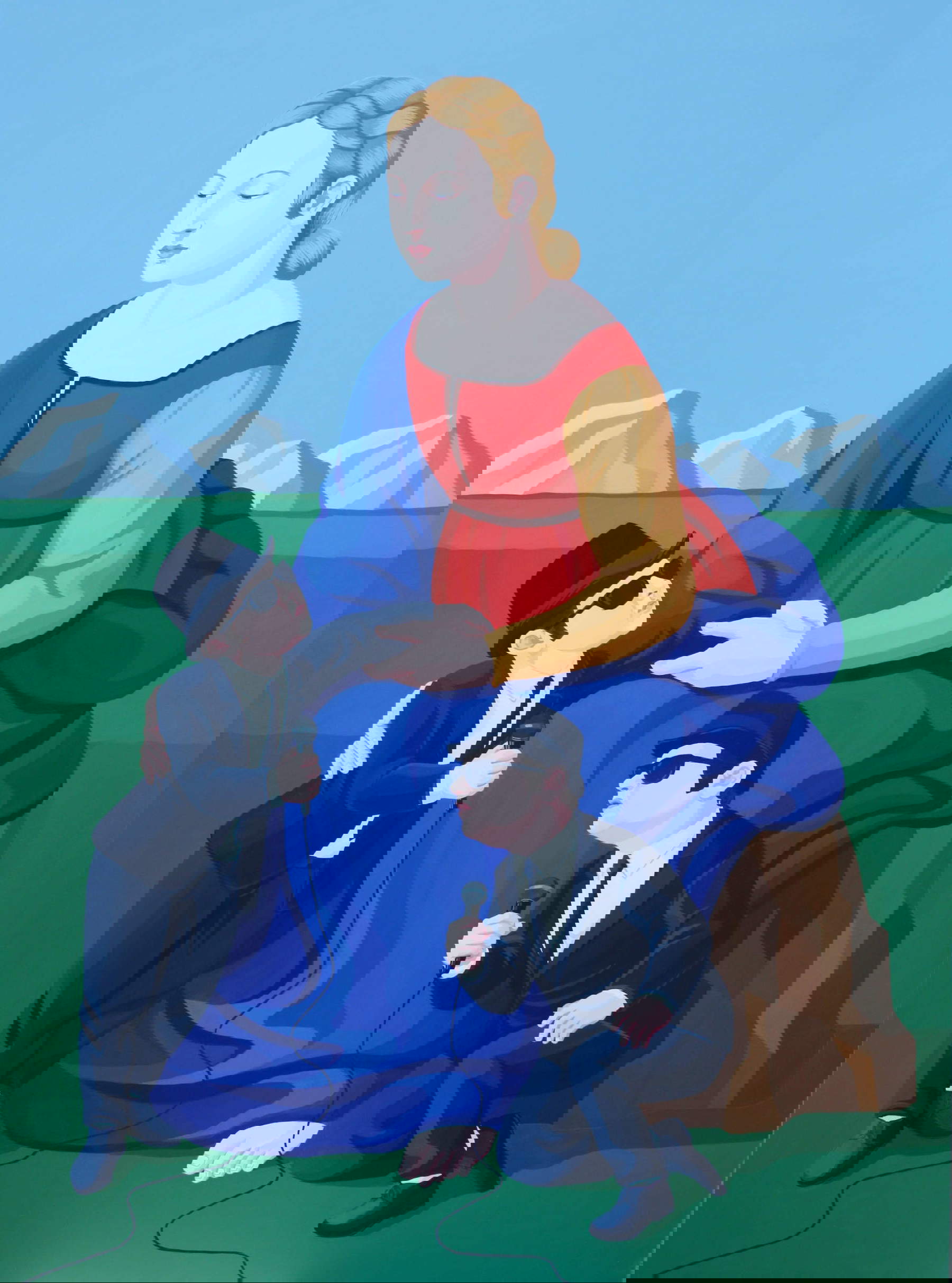 Giuseppe Veneziano, On a Mission for God (2016; acrylic on canvas, 175x130 cm)