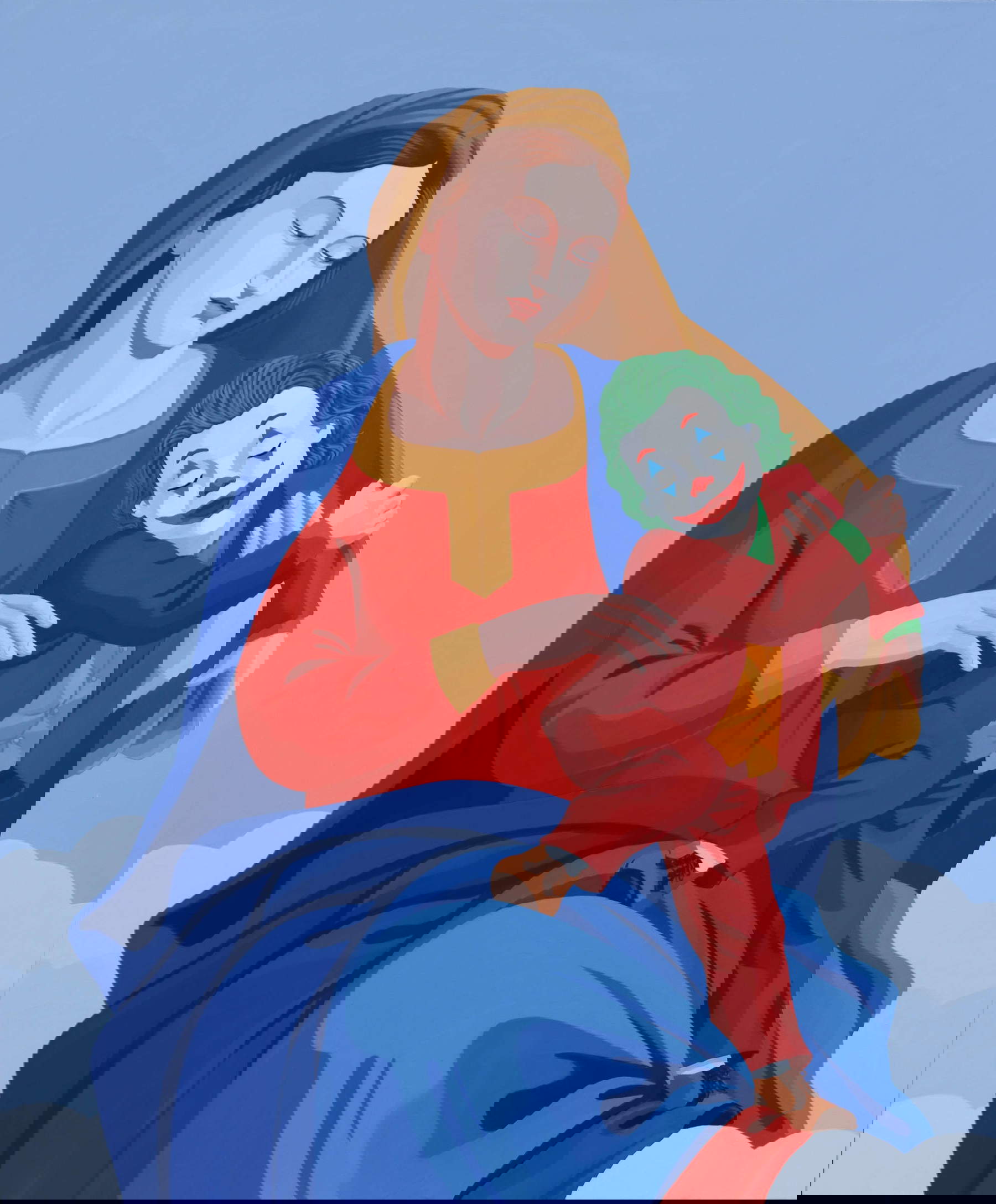 Giuseppe Veneziano, The Madonna of Joker (2020; acrylic on canvas, 120x100 cm)