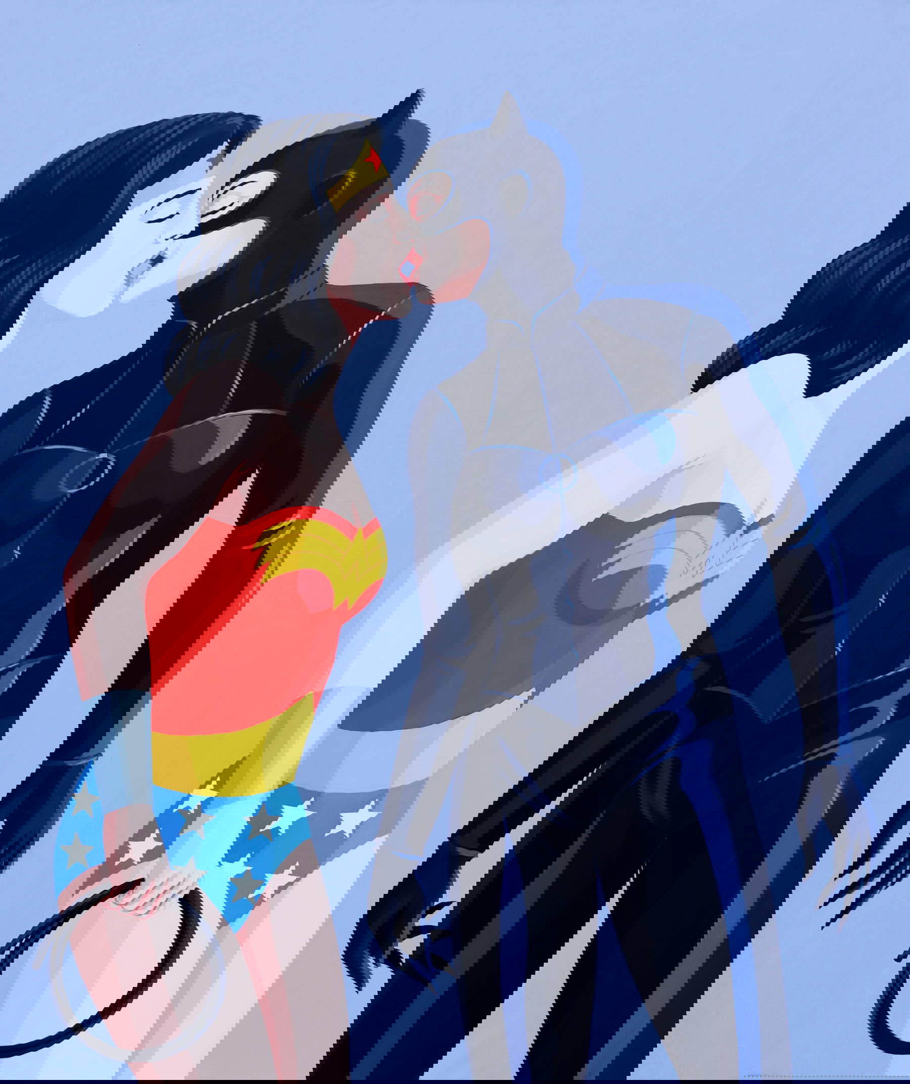 Giuseppe Veneziano, The first kiss (2021; acrylic on canvas, 120x100 cm)