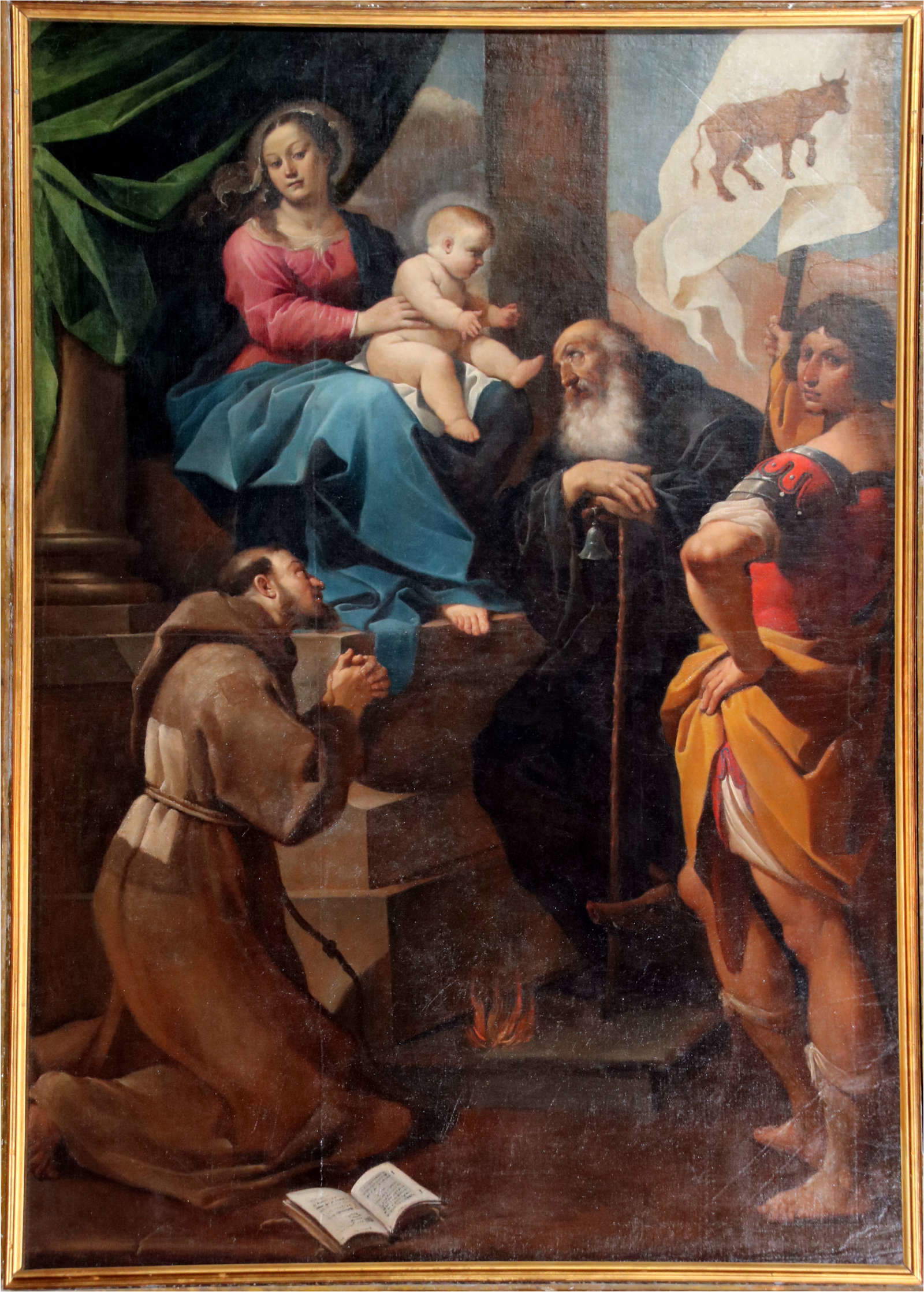 Giovanni Francesco Barbieri detto il Guercino, Madonna con il Bambino in trono e i santi Francesco, Antonio abate e Bovo (1611-1612 circa; olio su tela, 257 x 171 cm; Renazzo di Cento, San Sebastiano)