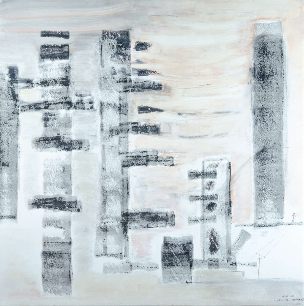 Guglielmo Spotorno, I cavi dell'apparire (2019; tempera su tela, 100 x 100 cm; Archivio Spotorno)