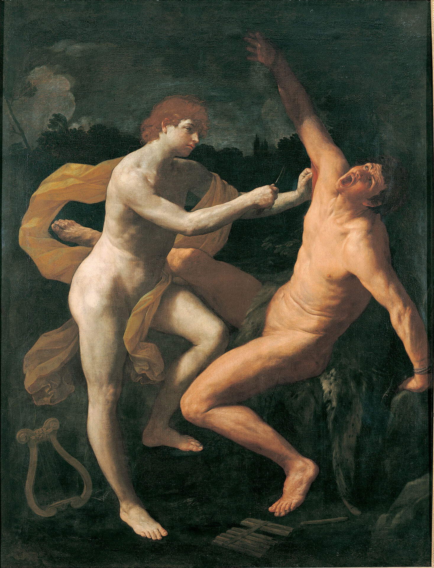 Guido Reni, Apollo erschlägt Marsyas (um 1620-1625; Öl auf Leinwand; Toulouse, Mus&eacute;es des Augustins)