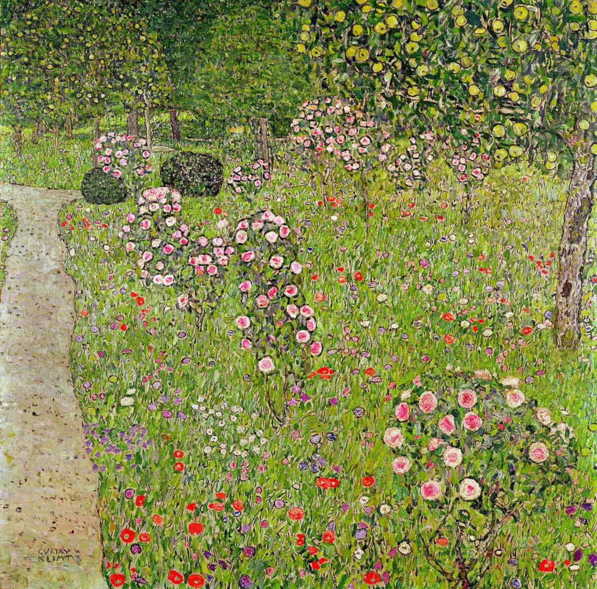 Gustav Klimt, Der Rosengarten (1911; Öl auf Leinwand, 110 x 110 cm; Österreich, Privatsammlung)