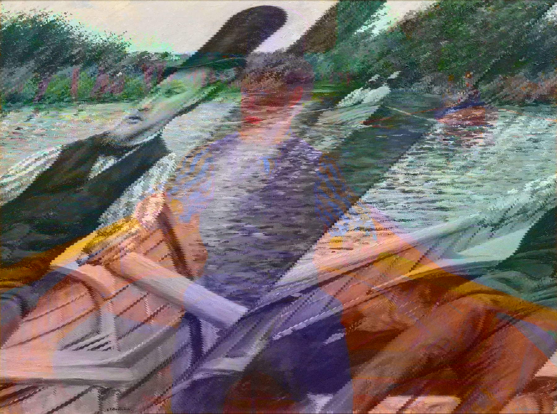 Gustave Caillebotte, La partie de bateau (1877-1878; oil on canvas, 89.5 x 116.7 cm; Paris, Mus&eacute;e d'Orsay)