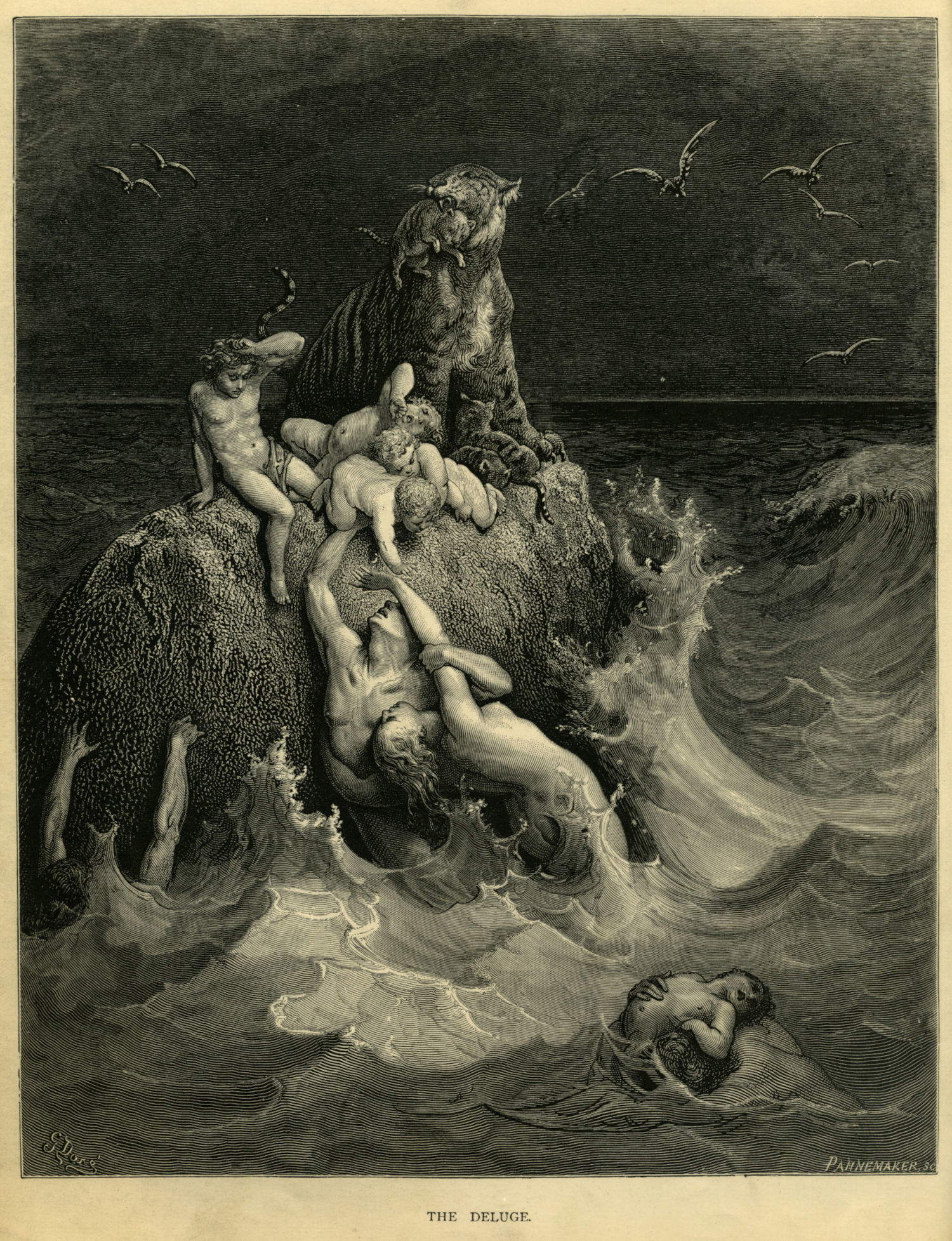 Gustave Dor&eacute;, Die Heilige Bibel, Die Sintflut (1866; Radierung)