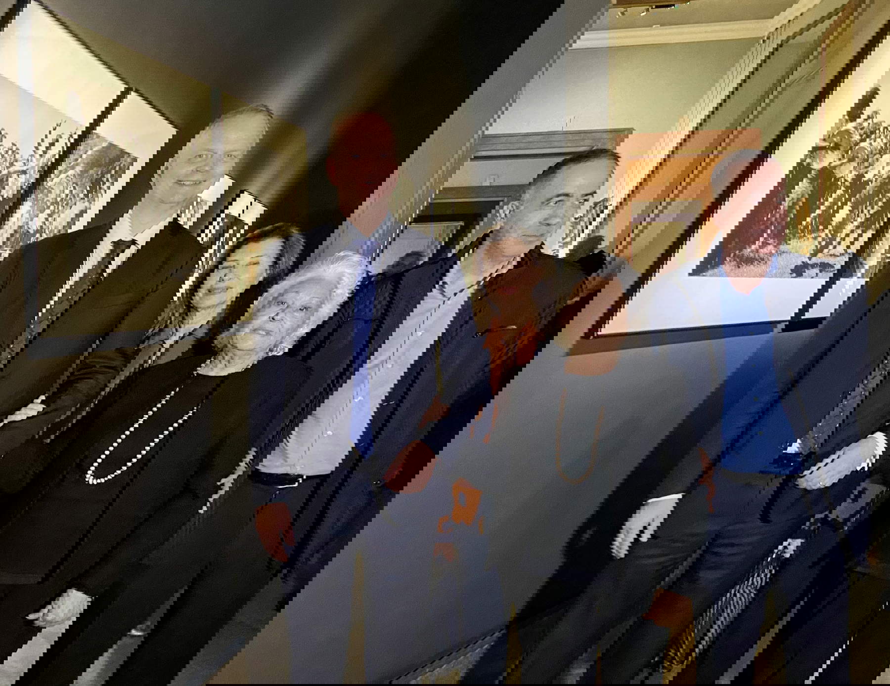 Director Eike Schmidt, Angela and Barbara Jodice and curator Fabio Speranza at the opening