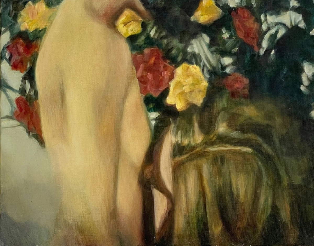 Iva Lulashi, Source of light and rorida (2018; oil on canvas, 40 x 50 cm)