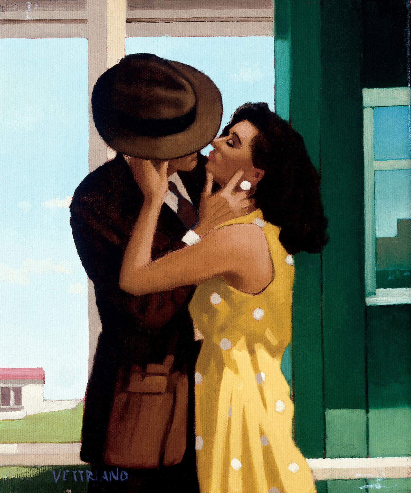 Jack Vettriano, The Last Great Romantic (2010 ; œuvre sur papier de musée, 30,5 x 20,5 cm)